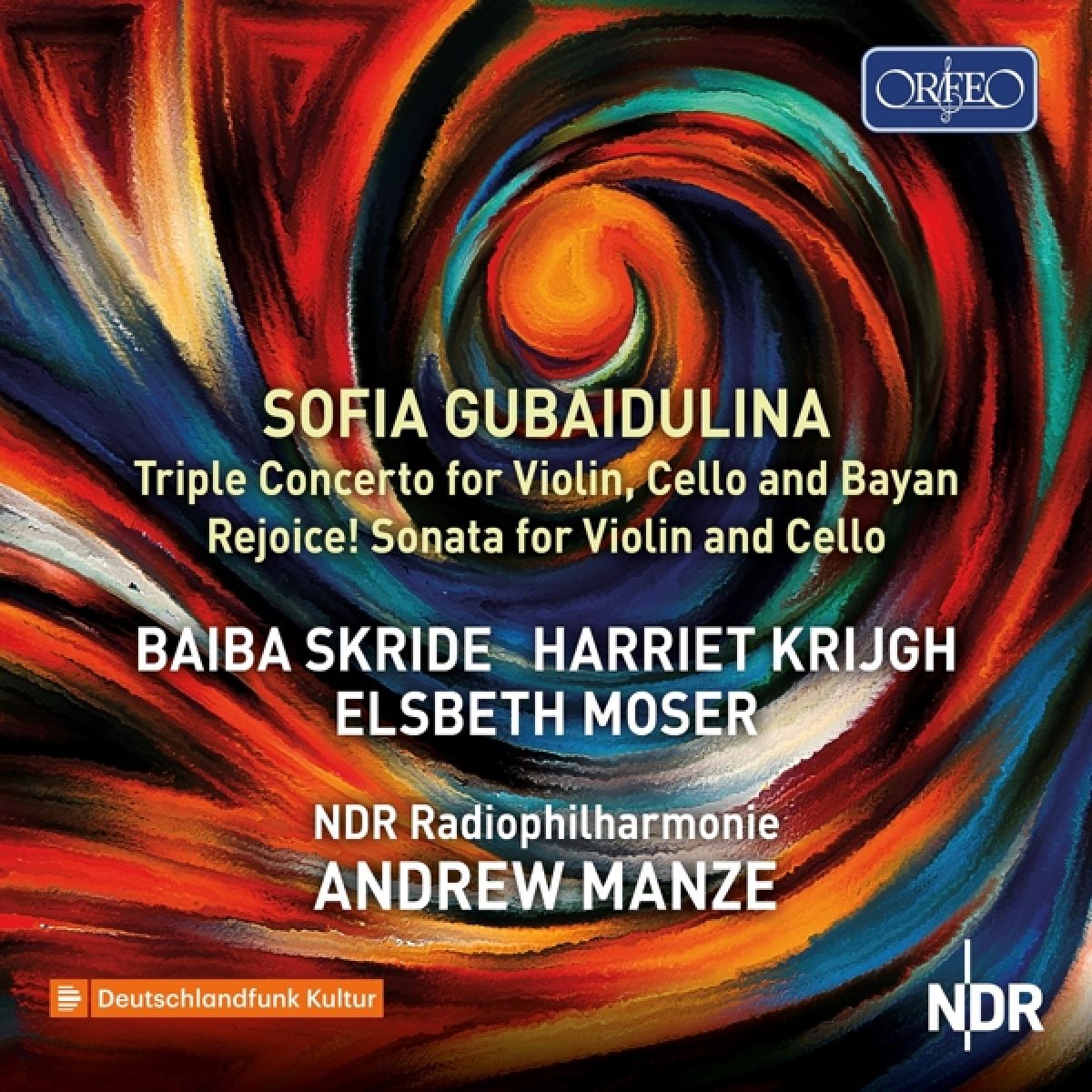 Afbeelding van Baiba Skride, Harriet Krijgh, Elsbeth Moser, NDR Radiophilharmonie, Andrew Manze - Gubaidulina: Triple Concerto For Violin, Cello & Bayan