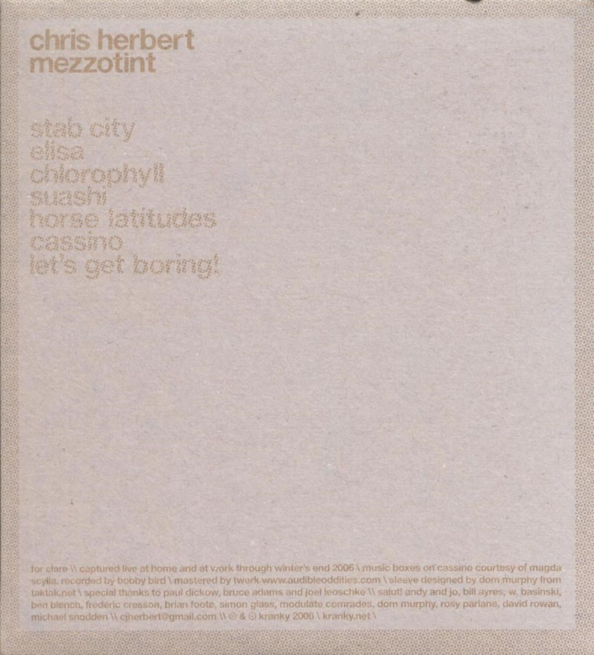 Chris Herbert - Mezzotint