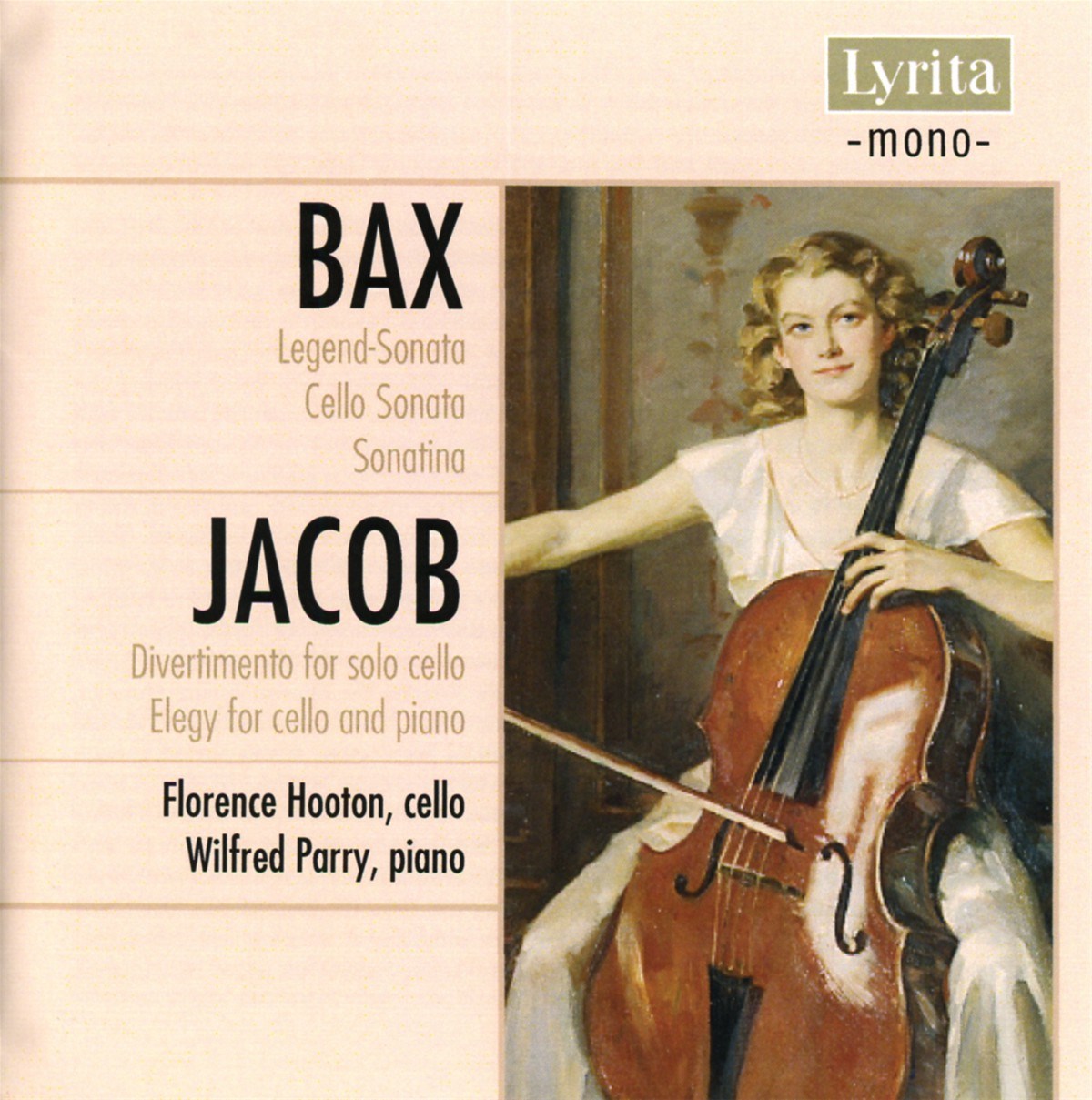 Afbeelding van Gordon Jacob, Florence Hooton, Wilfrid Parry - Bax | Jacob: Sonata For Cello And Piano - Legend-Sonata / Divertimento For Solo Cello