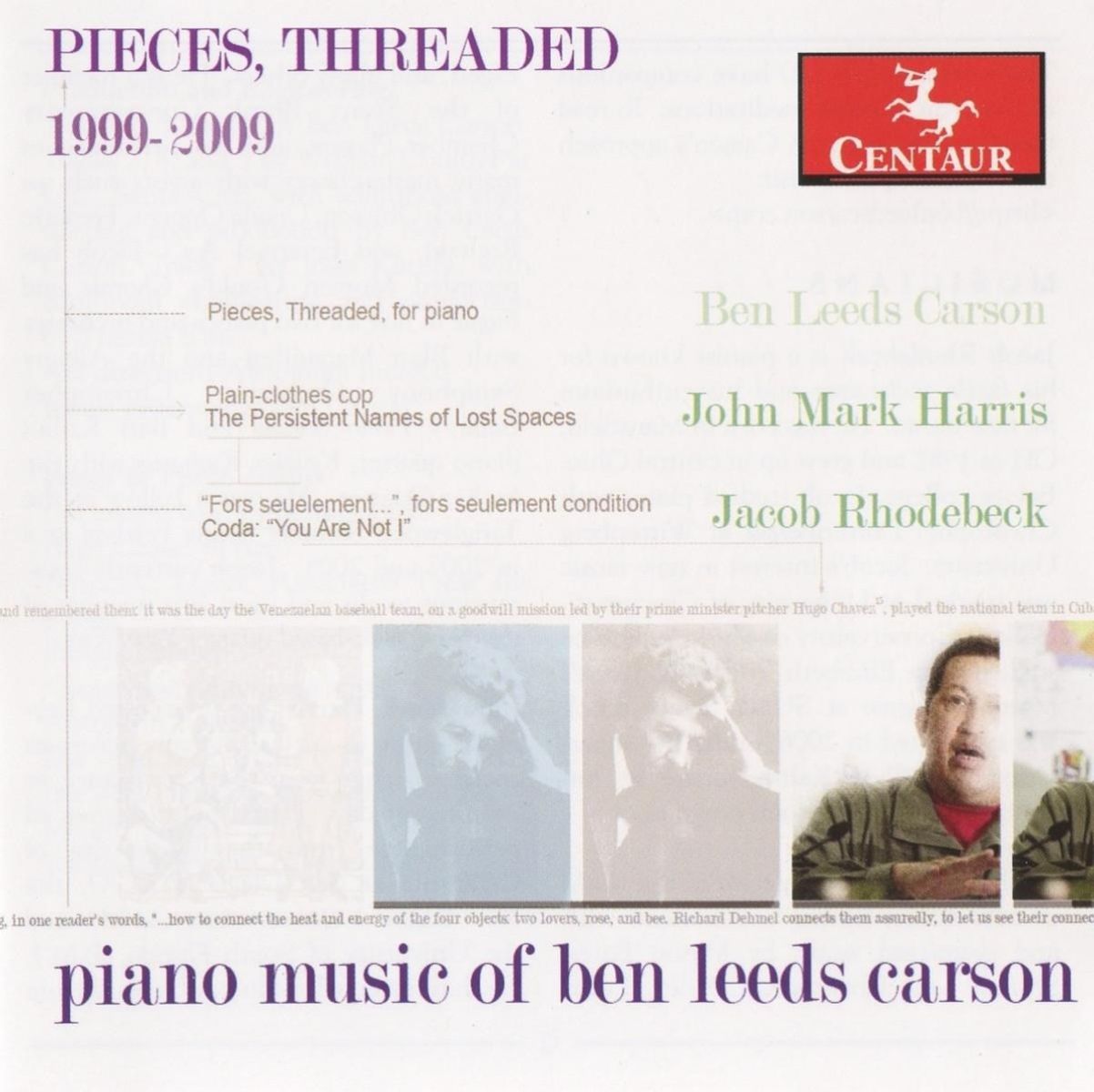 Afbeelding van Ben Leeds Carson, John Mark Harris, Jacob Rhodebeck - Pieces, Threaded Piano Music Of Ben Leeds Carson