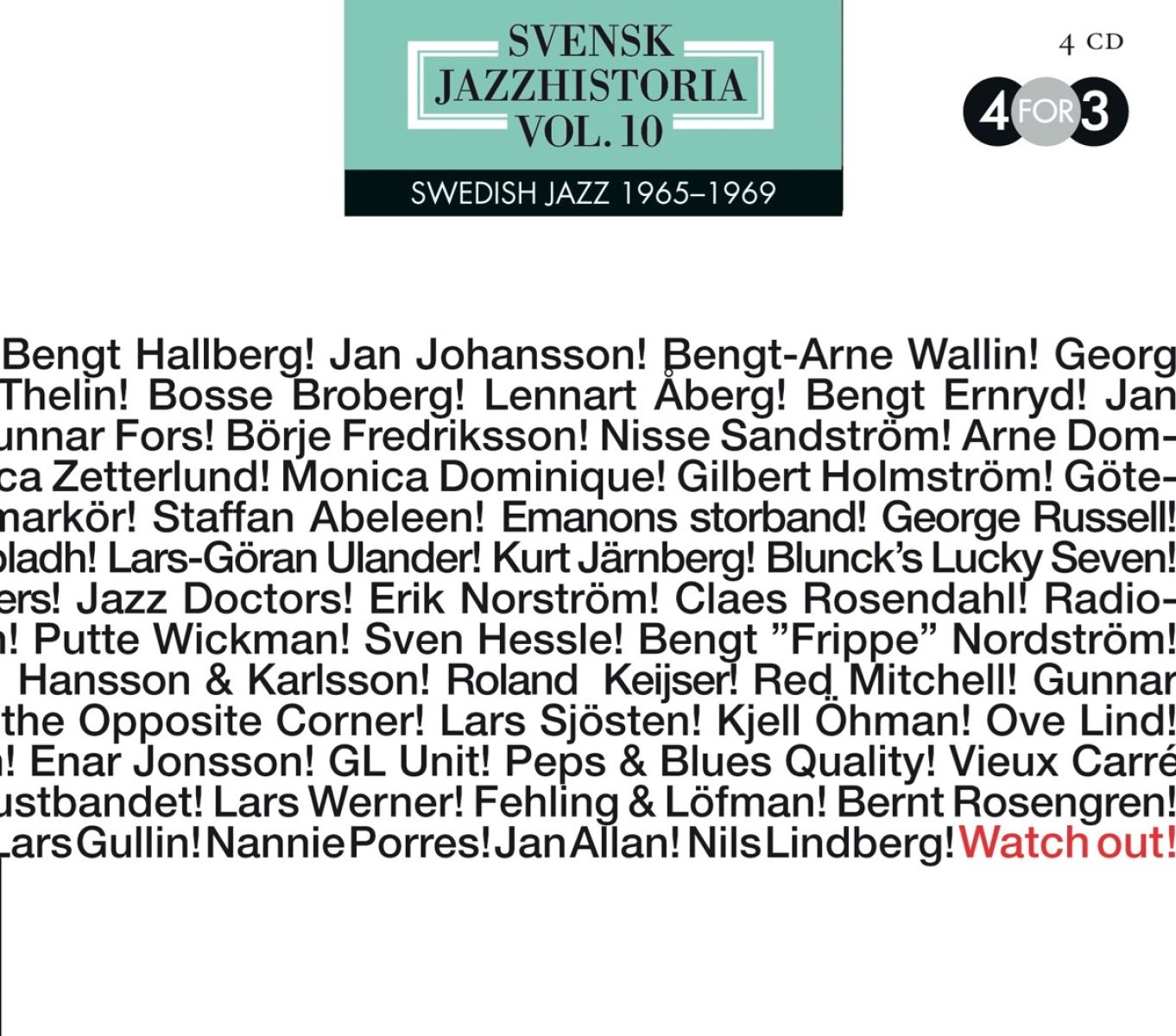Afbeelding van Various Artists - Svensk Jazzhistoria Vol. 10 - Swedish Jazz 1965 - 1969 - Watch Out!