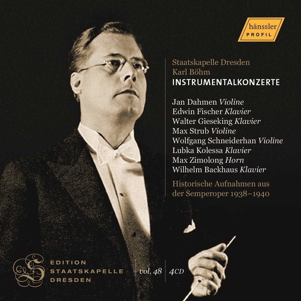 Afbeelding van Staatskapelle Dresden, Karl Böhm - Karl Böhm dirigiert die Staatskapelle Dresden - Instrumentalkonzerte Vol. 48