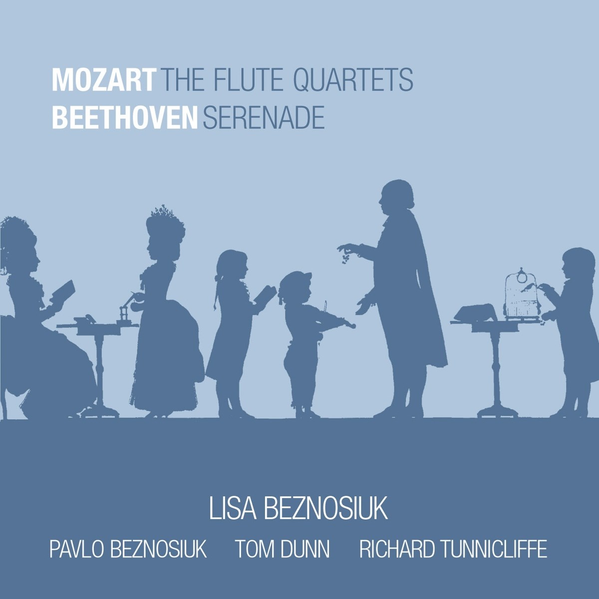 Afbeelding van Lisa Beznosiuk, Pavlo Beznosiuk, Tom Dunn, Richard Tunnicliffe - Mozart: The Flute Quartets | Beethoven: Serenade