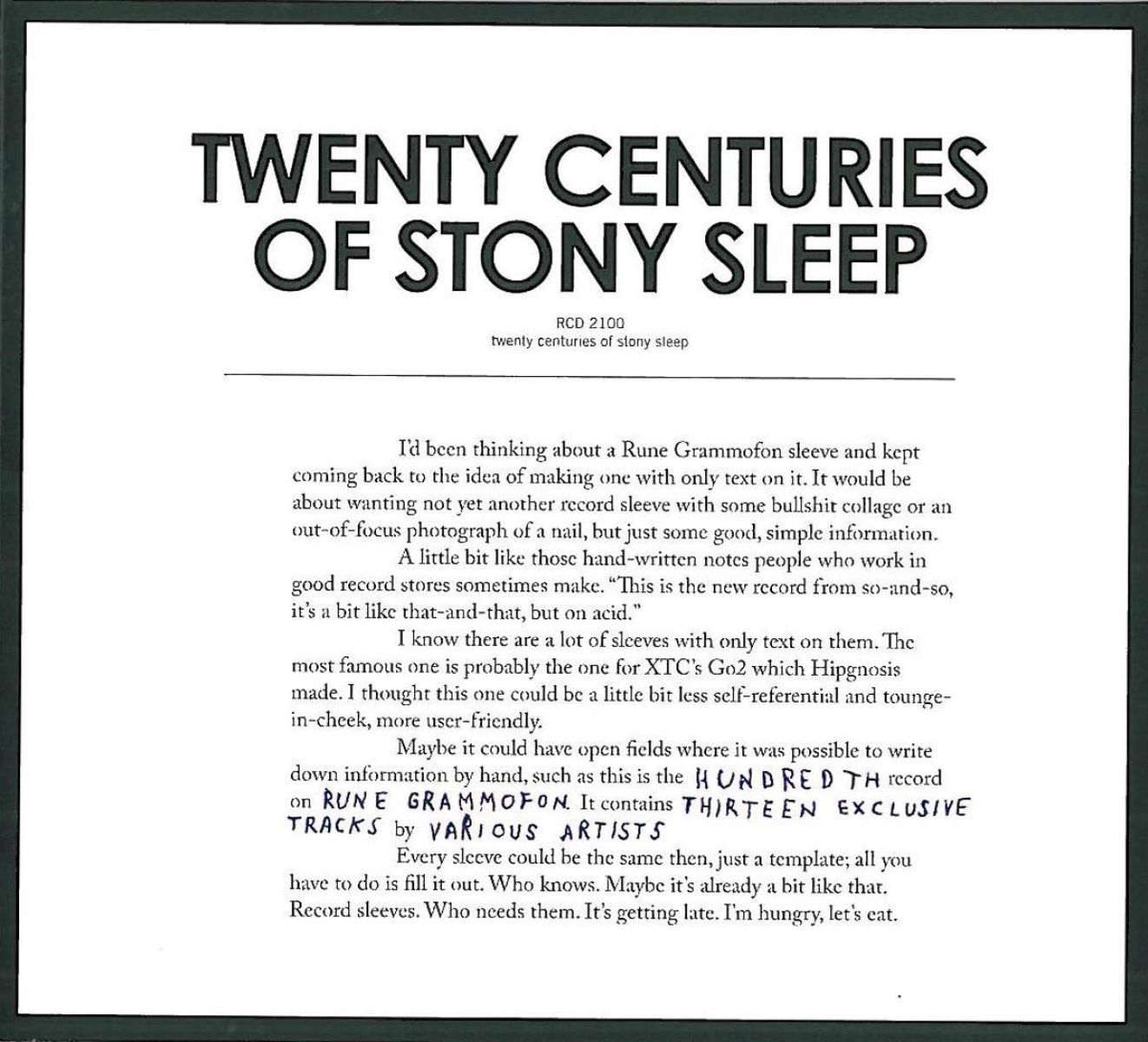Afbeelding van Various Artists - Twenty Centuries Of Stony Sleep