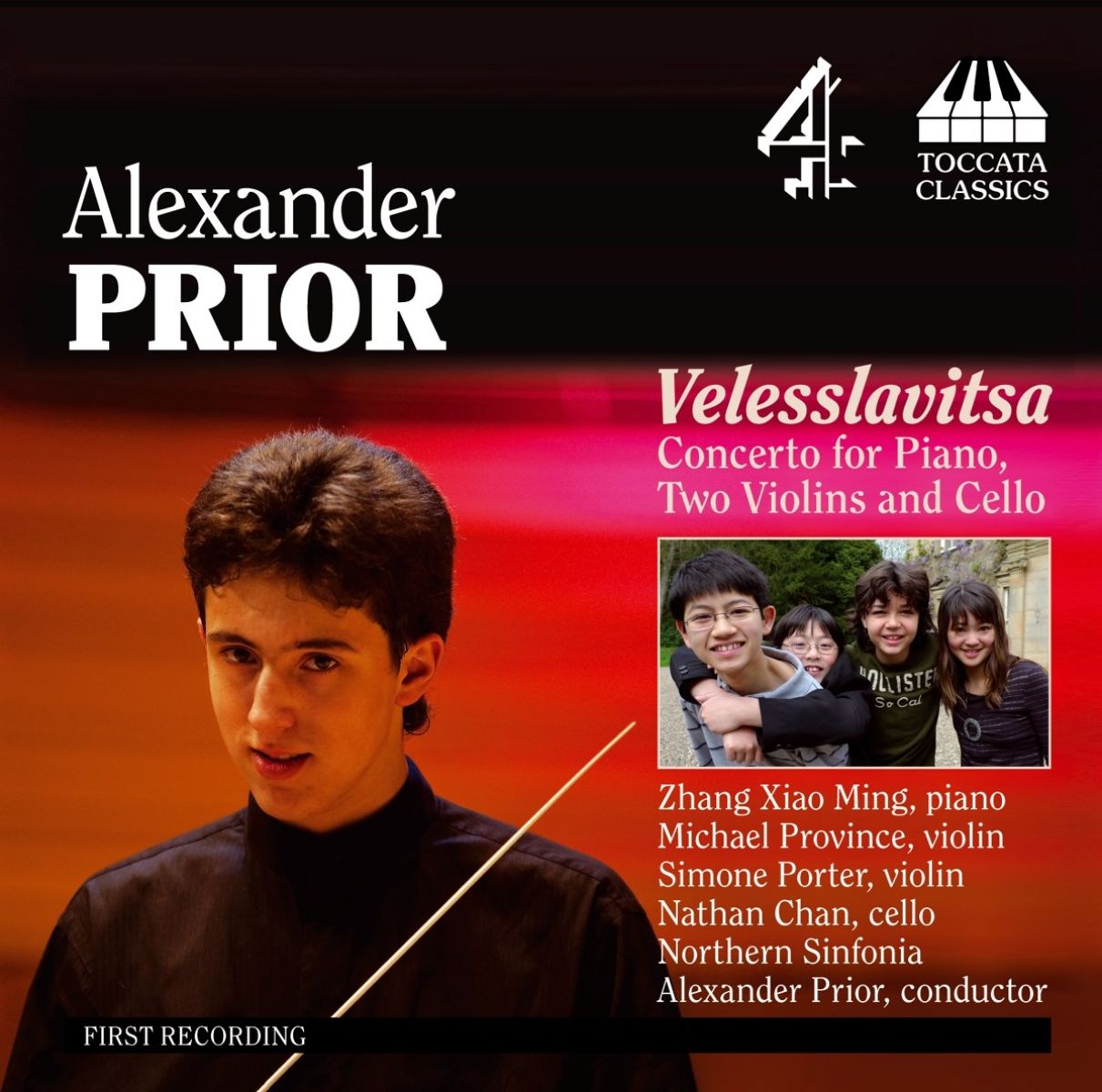 Afbeelding van Zhang Xiao Ming, Michael Province, Simone Porter, J.D. Nathan Chan, Northern Sinfonia - Alexander Prior: Velesslavitsa, concerto For piano, two violins and cello