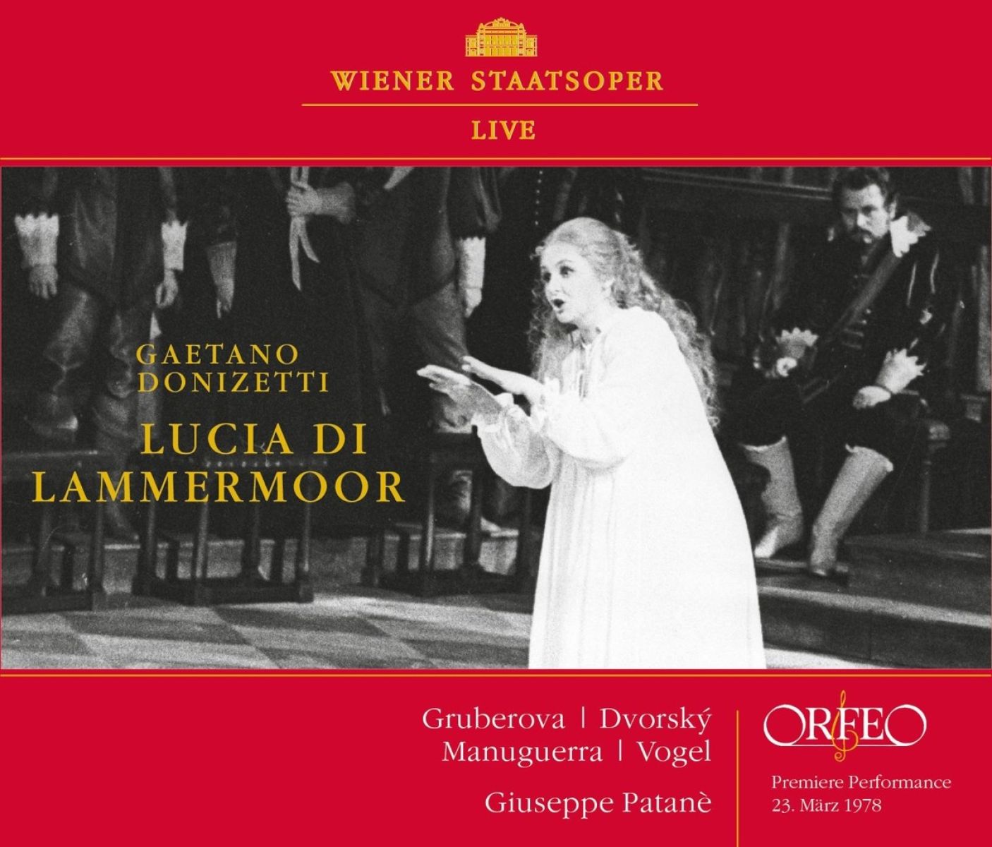 Afbeelding van Edita Gruberova, Peter Dvorský, Matteo Manuguerra, Siegfried Vogel, Thomas Moser, Wiener Staatsopernchor, Orchester Der Wiener Staatsoper, Giuseppe Patanè - Gaetano Donizetti: Lucia Di Lammermoor