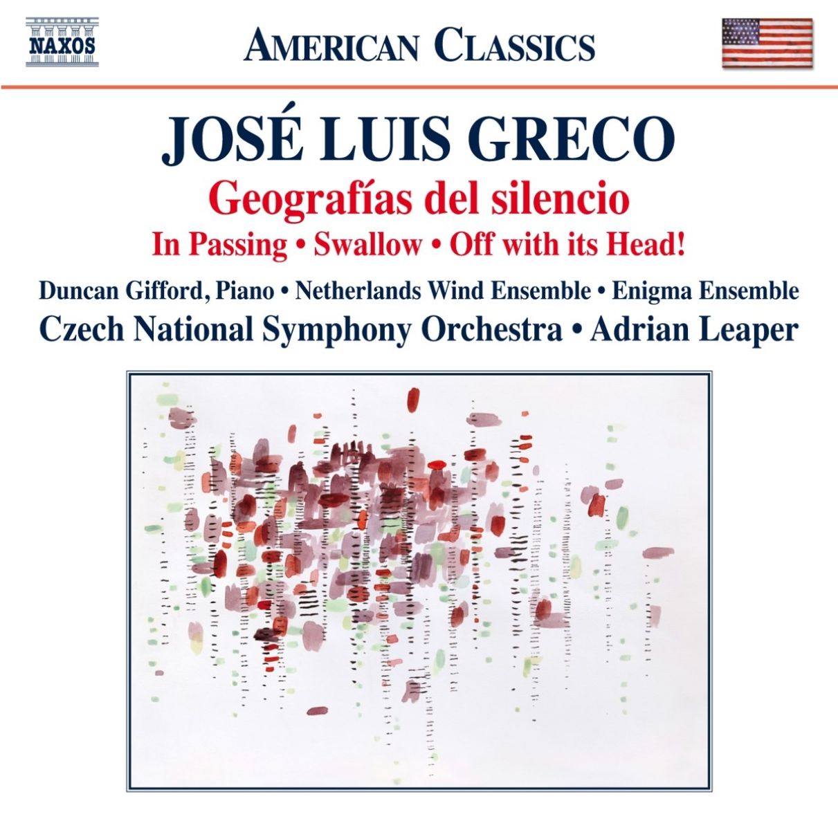 Afbeelding van Nederlands Blazers Ensemble, The Enigma Ensemble, Symphony Orchestra Czech National, Adrian Leaper - Greco: Geografias Del Silencio | In Passing | Swallow | Off With Its Head!