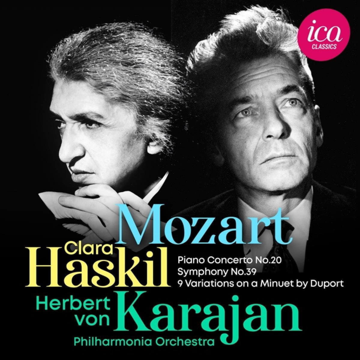 Afbeelding van Clara Haskil, Philharmonia Orchestra, Herbert Von Karajan - Mozart: Piano Concerto No.20 | Symphony No.39 | 9 Variations On a Minuet by Duport