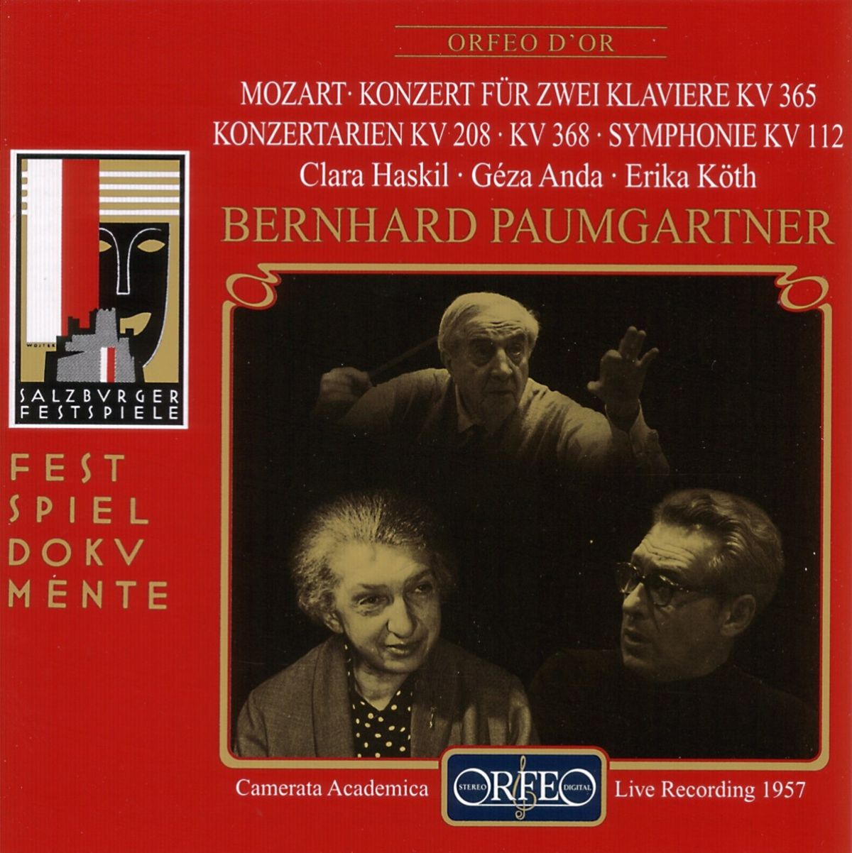 Afbeelding van Clara Haskil, Géza Anda, Erika Köth, Bernhard Paumgartner, Camerata Academica Salzburg - Mozart: Konzert Für Zwei Klaviere KV 365 · Konzertarien KV 208 · KV 368 · Symphonie KV 112