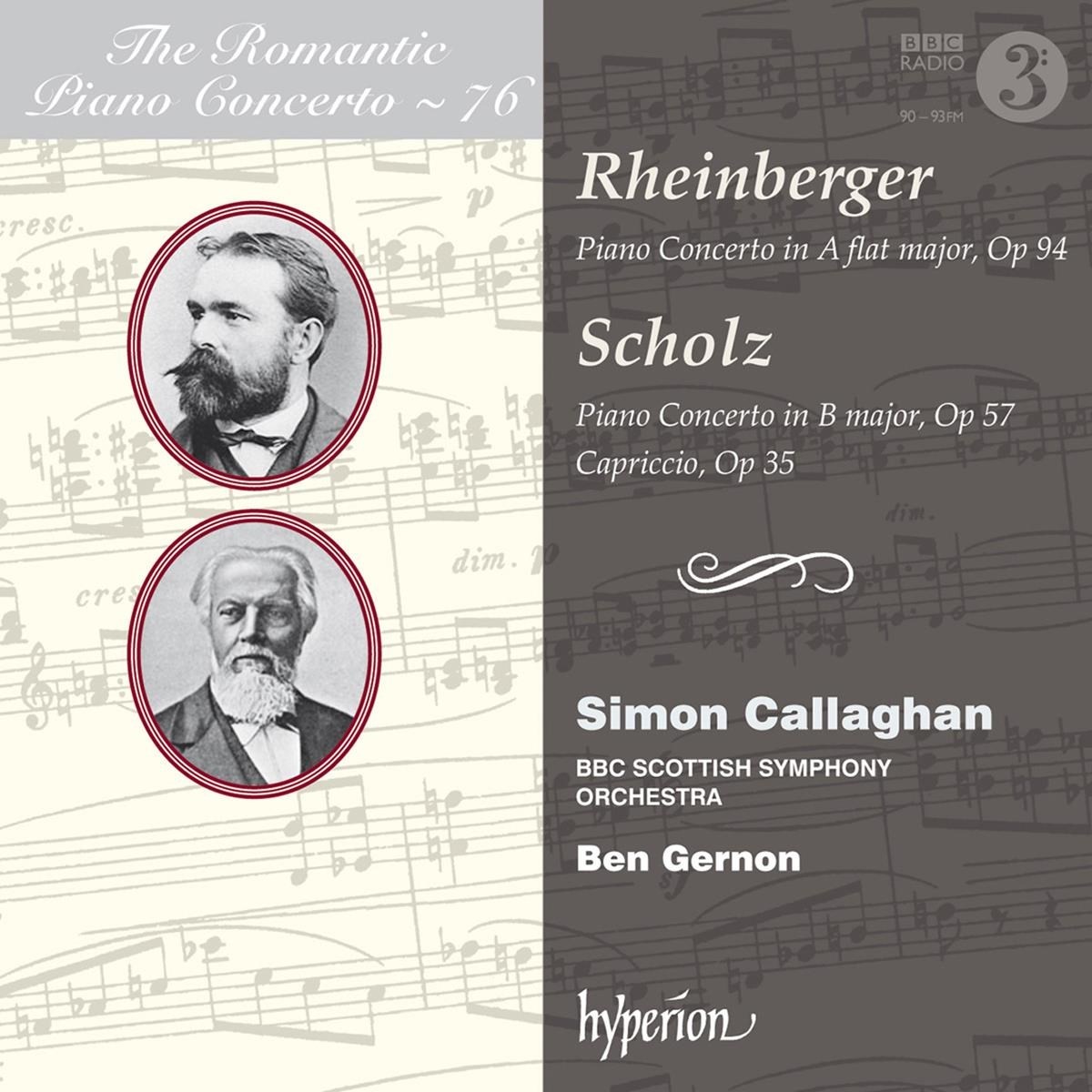 Afbeelding van Simon Callaghan, BBC Scottish Symphony Orchestra, Ben Gernon - Piano Concertos (Rheinberger & Scholz)
