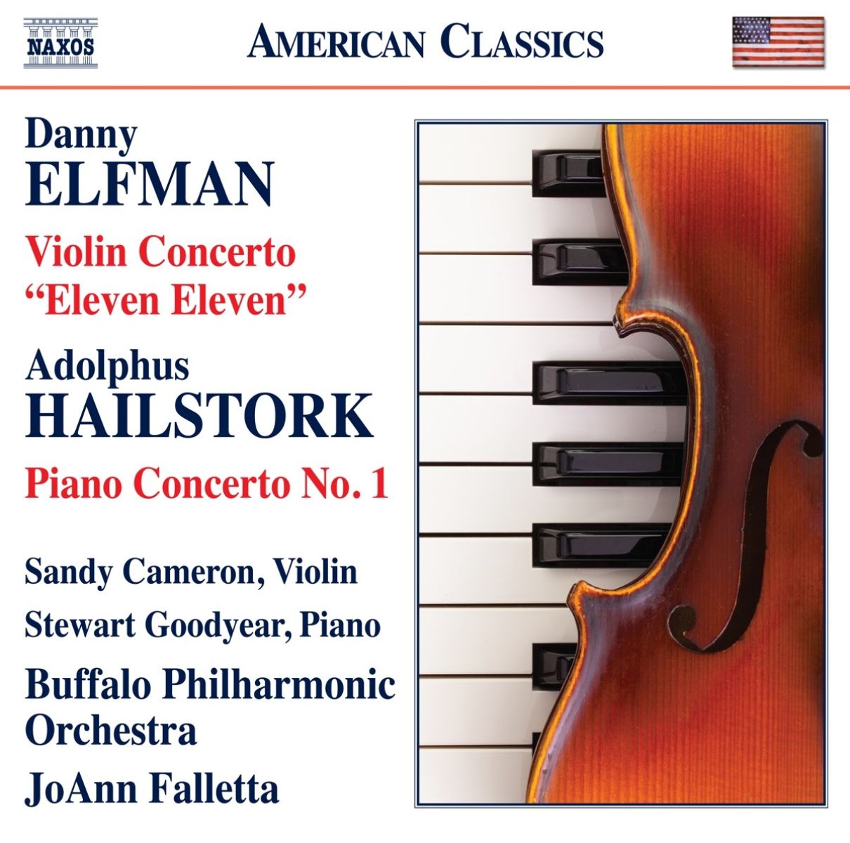 Afbeelding van Sandy Cameron, Stewart Goodyear, Buffalo Philharmonic Orchestra, JoAnn Falletta - Elfman: Violin Concerto "Eleven Eleven" | Hailstork: Piano Concerto