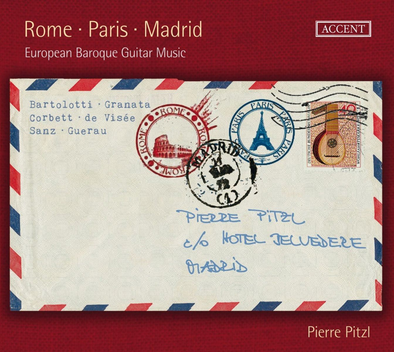 Afbeelding van Pierre Pitzl - Rome-Paris-Madird : European Baroque Guitar Music