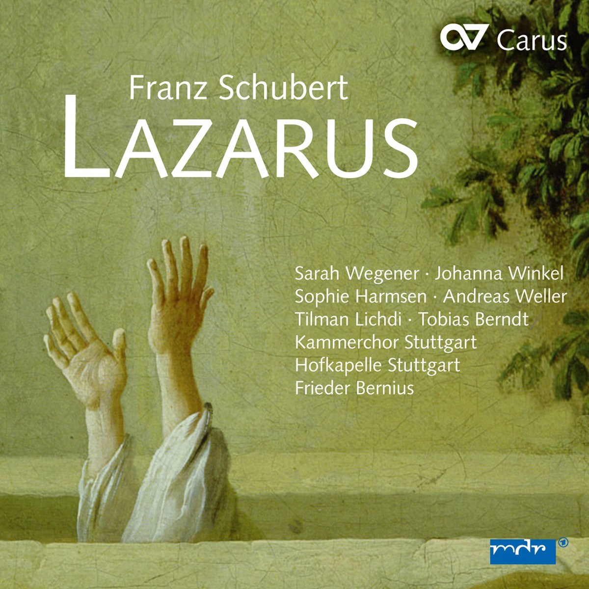Afbeelding van Sarah Wegener, Johanna Winkel, Sophie Harmsen, Andreas Weller, Tilman Lichdi, Tobias Berndt, Kammerchor Stuttgart, Hofkapelle Stuttgart, Frieder Bernius - Schubert: Lazarus