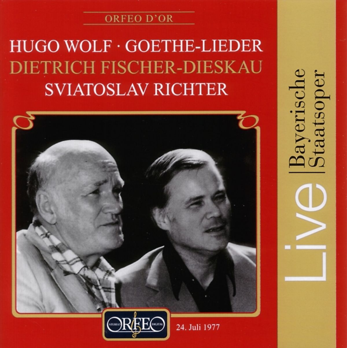 Afbeelding van Dietrich Fischer-Dieskau & Sviatoslav Richter - Wolf: Goethe-Liederlive Recording 1977
