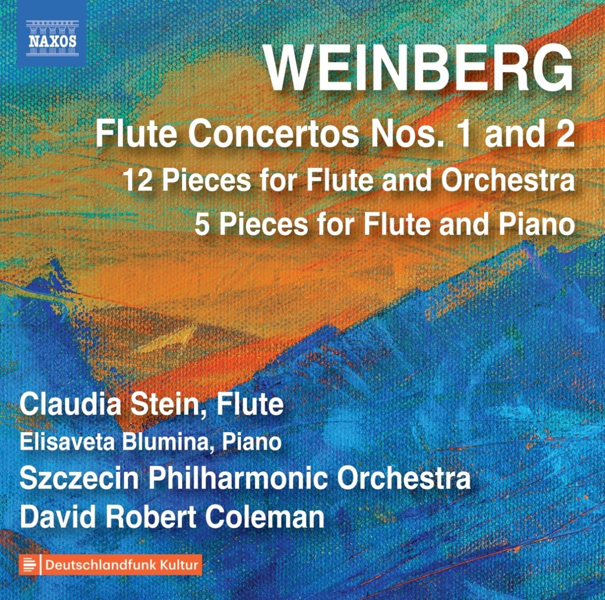 Afbeelding van Claudia Stein, Elisaveta Blumina, Orkiestra Symfoniczna Filharmonii Im. Mieczyslawa Karlowicza W Szczecinie, David Robert Coleman - Weinberg: Flute Concertos Nos. 1 And 2 - 12 Pieces For Flute