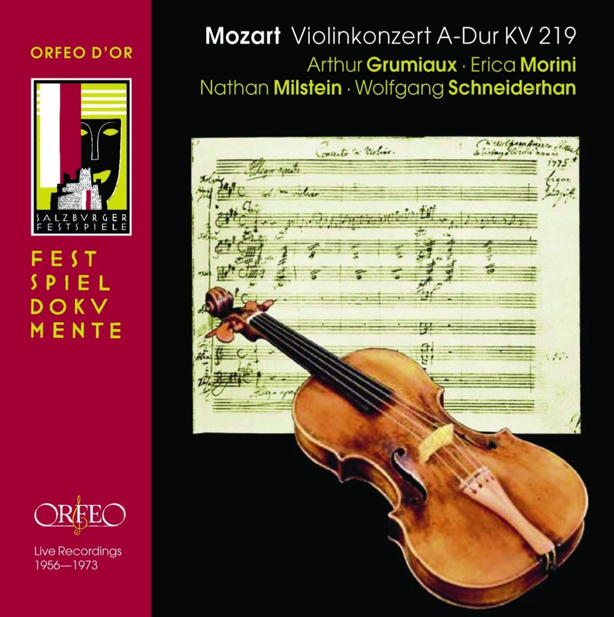 Afbeelding van Arthur Grumiaux, Erica Morin, Wolfgang Schneiderhan - Mozart: Violinkonzert A-Dur KV 219