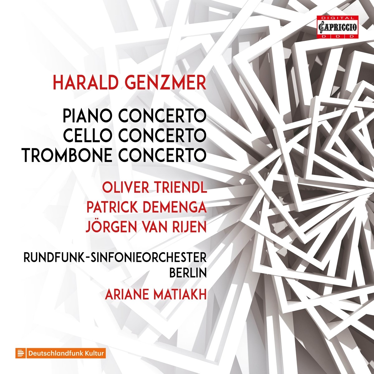 Afbeelding van Oliver Triendl, Patrick Demenga, Jörgen van Rijen, Rundfunk-Sinfonieorchester Berlin, Ariane Matiakh - Piano Concerto | Cello Concerto | Trombone Concerto