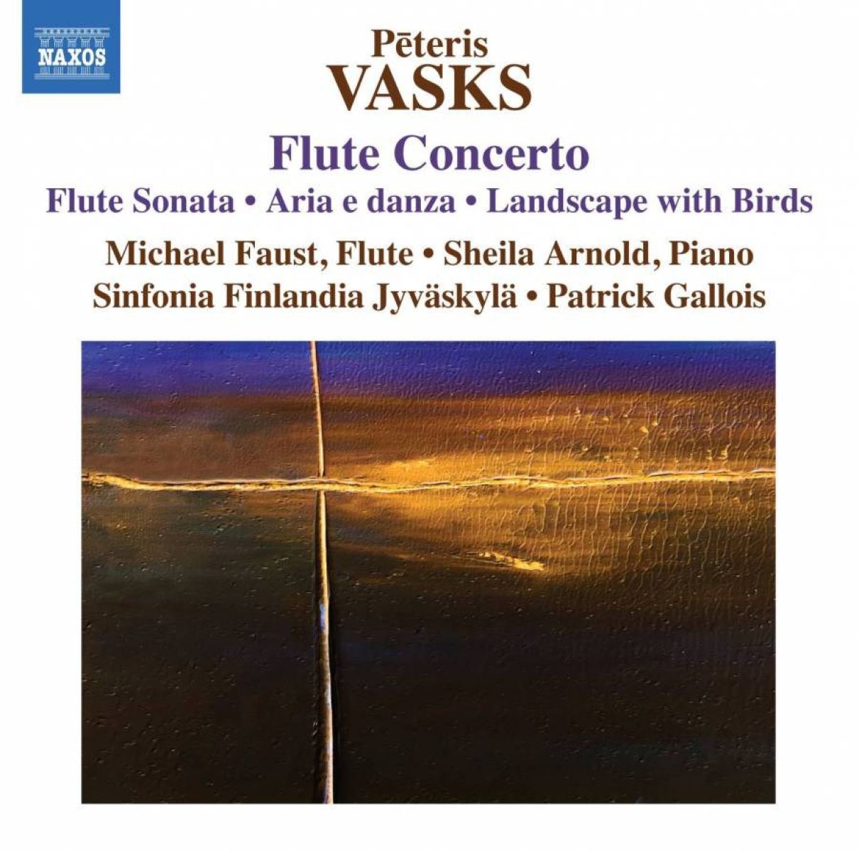 Afbeelding van Michael Faust, Sinfonia Finlandia Jyväskylä, Patrick Gallois - Vasks: Flute Concerto • Flute Sonata • Aria E Danza • Landscape With Birds