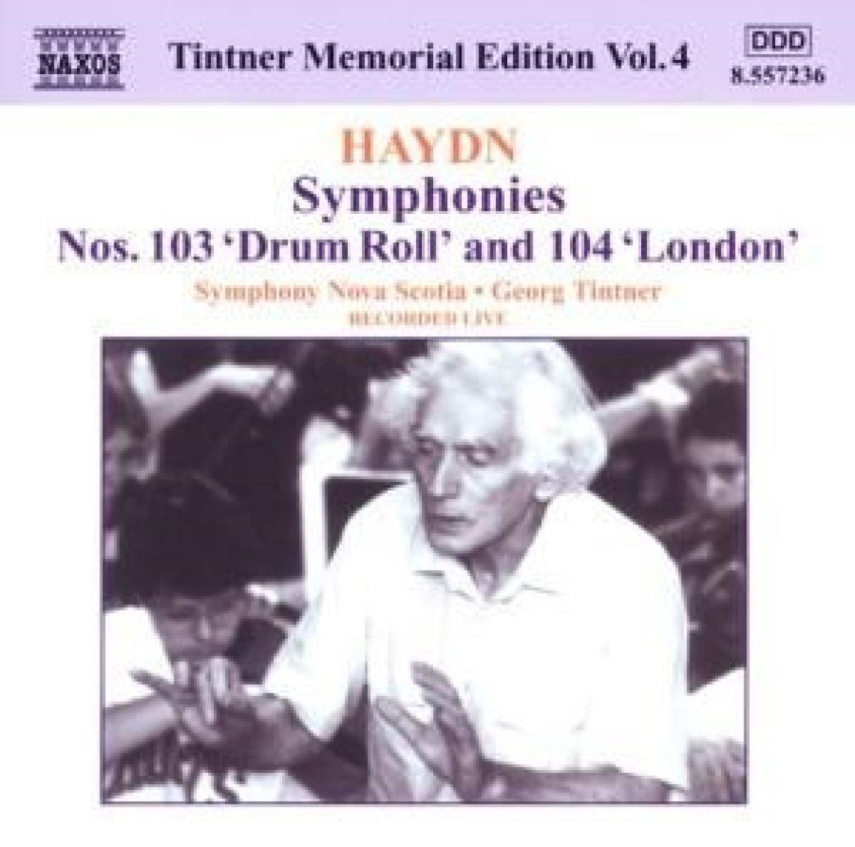 Afbeelding van Symphony Orchestra Nova Scotia, Georg Tintner - Haydn: Symphonies Nos. 103 'Drum Roll' And 104 'London'