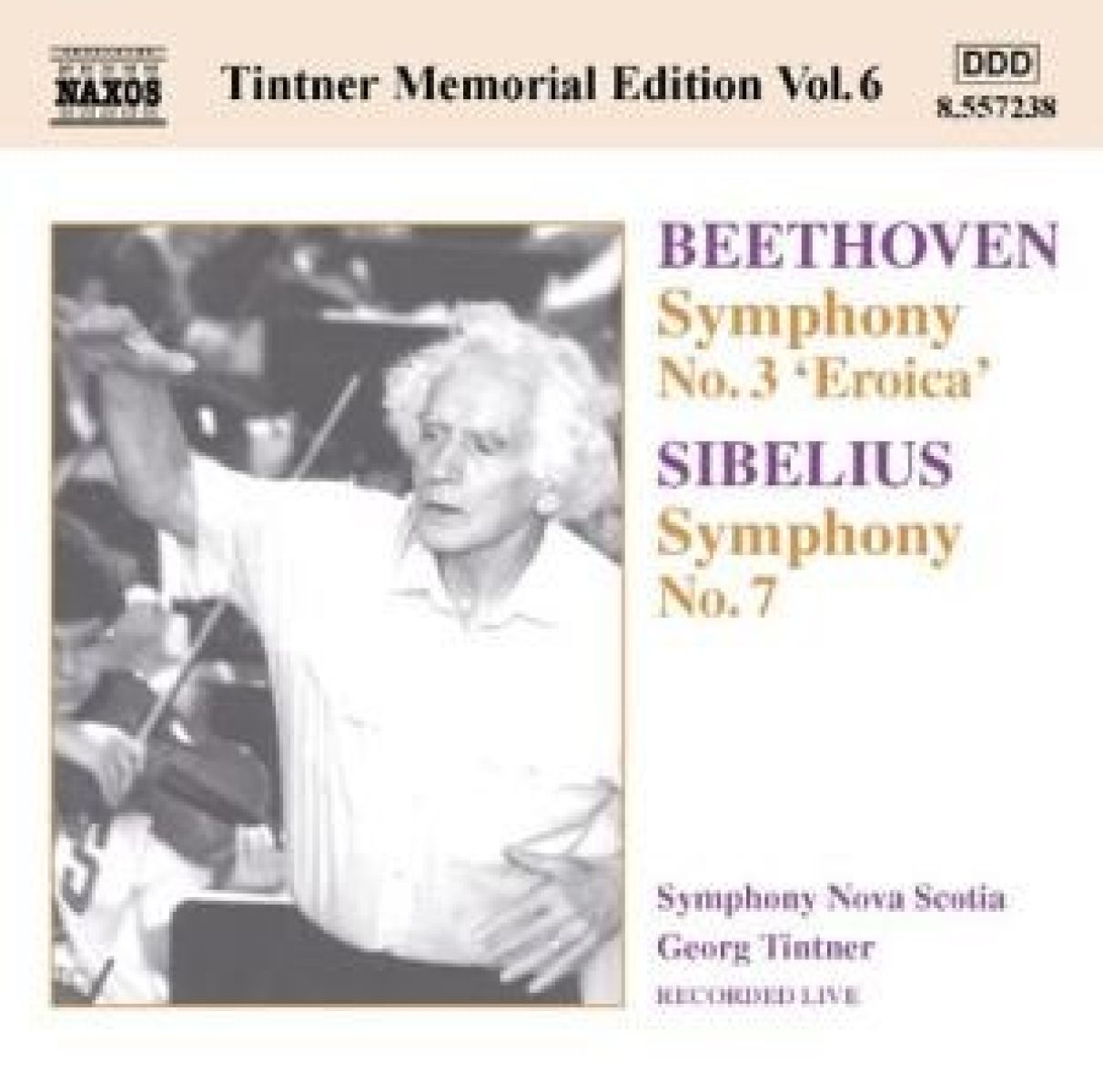 Afbeelding van Symphony Orchestra Nova Scotia, Georg Tintner - Beethoven: Symphony No. 3 'Eroica' | Sibelius: Symphony No. 7