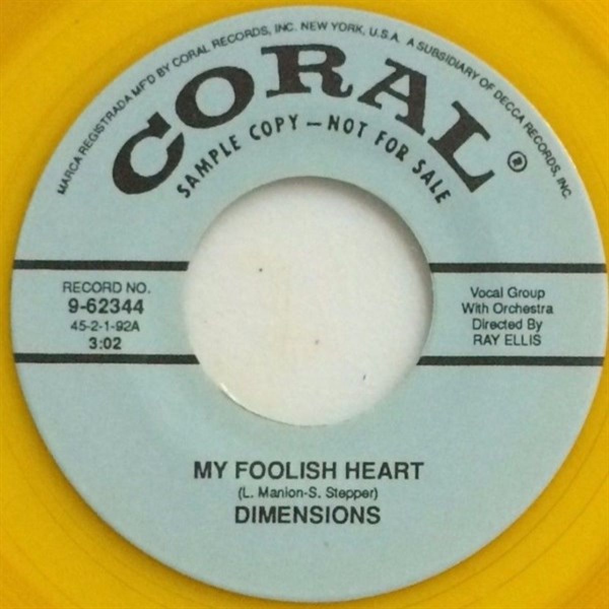 Dimensions - My Foolish Heart/Just One More Chance