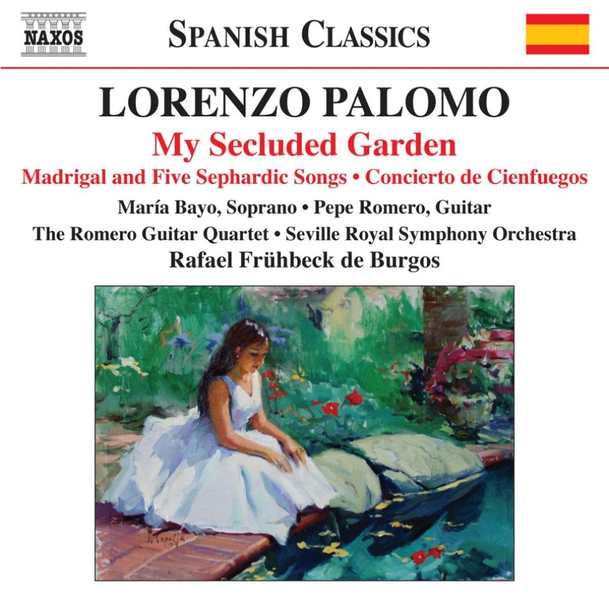 Afbeelding van Maria Bayo, Pepe Romero, Romero Guitar Quartet, Seville Royal Symphony Orchestra - Palomo: My Secluded Garden