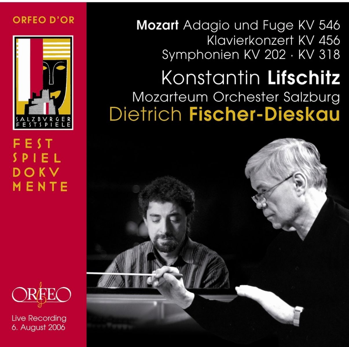 Afbeelding van Konstantin Lifschitz, Das Mozarteum Orchester Salzburg, Dietrich Fischer-Dieskau - Mozart: Adagio And Fuge KV 546 | Klavierkonzert KV 456 | Symphonien KV 202 • KV 318
