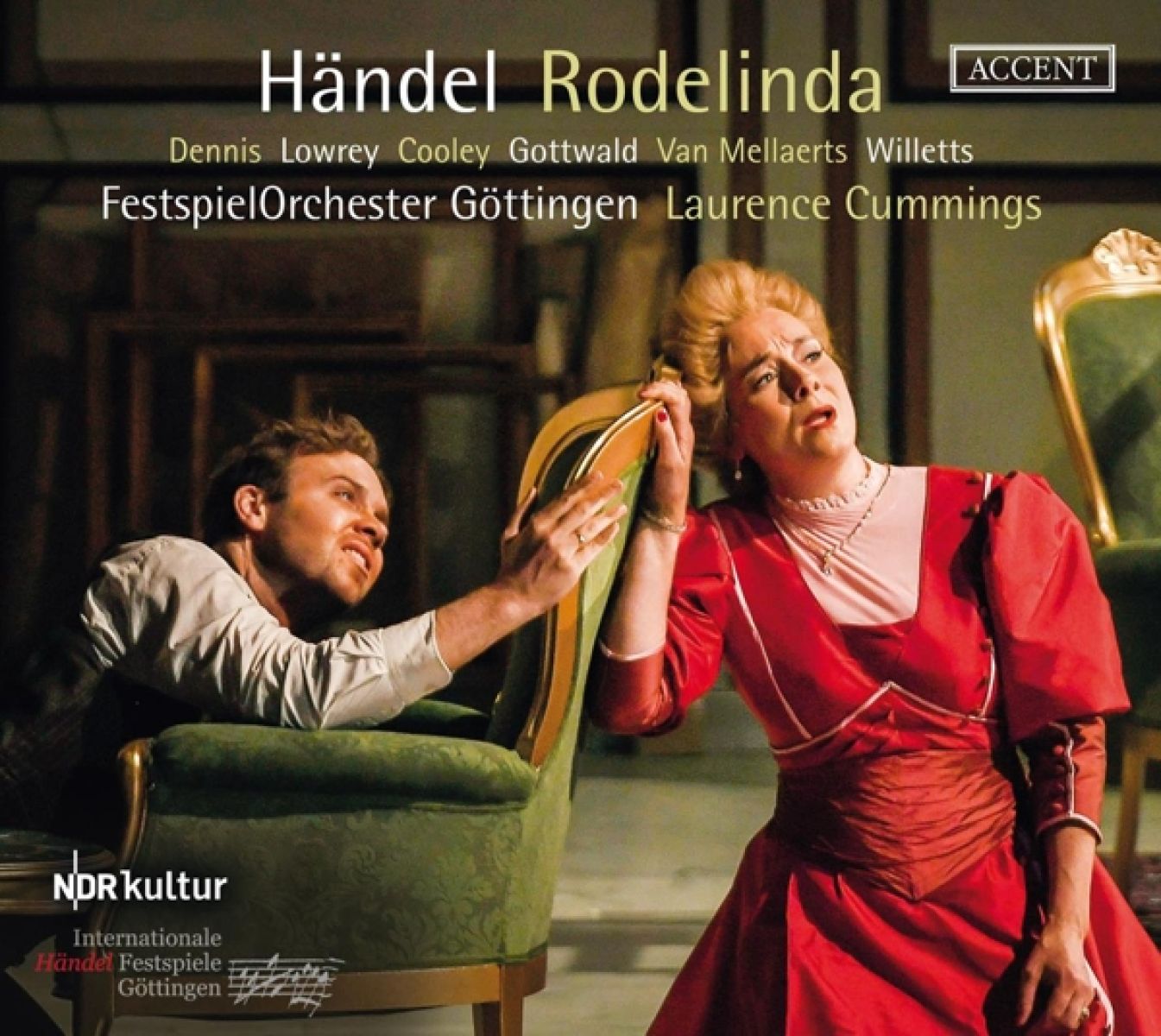 Afbeelding van Anna Dennis, Christopher Lowrey, Thomas Cooley, Franziska Gottwald, Julien Van Mellaerts, Owen Willetts, Festspielorchester Göttingen, Laurence Cummings - Händel: Rodelinda