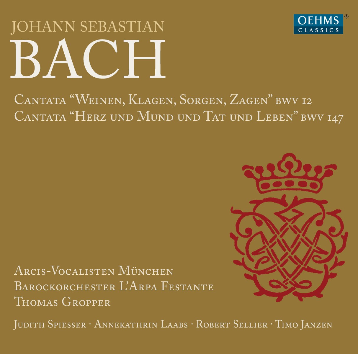 Afbeelding van Arcis-Vocalisten München, Barockorchester Lárpa Festante, Thomas Gropper - J.S. Bach: Kantaten Bwv 12 & 147