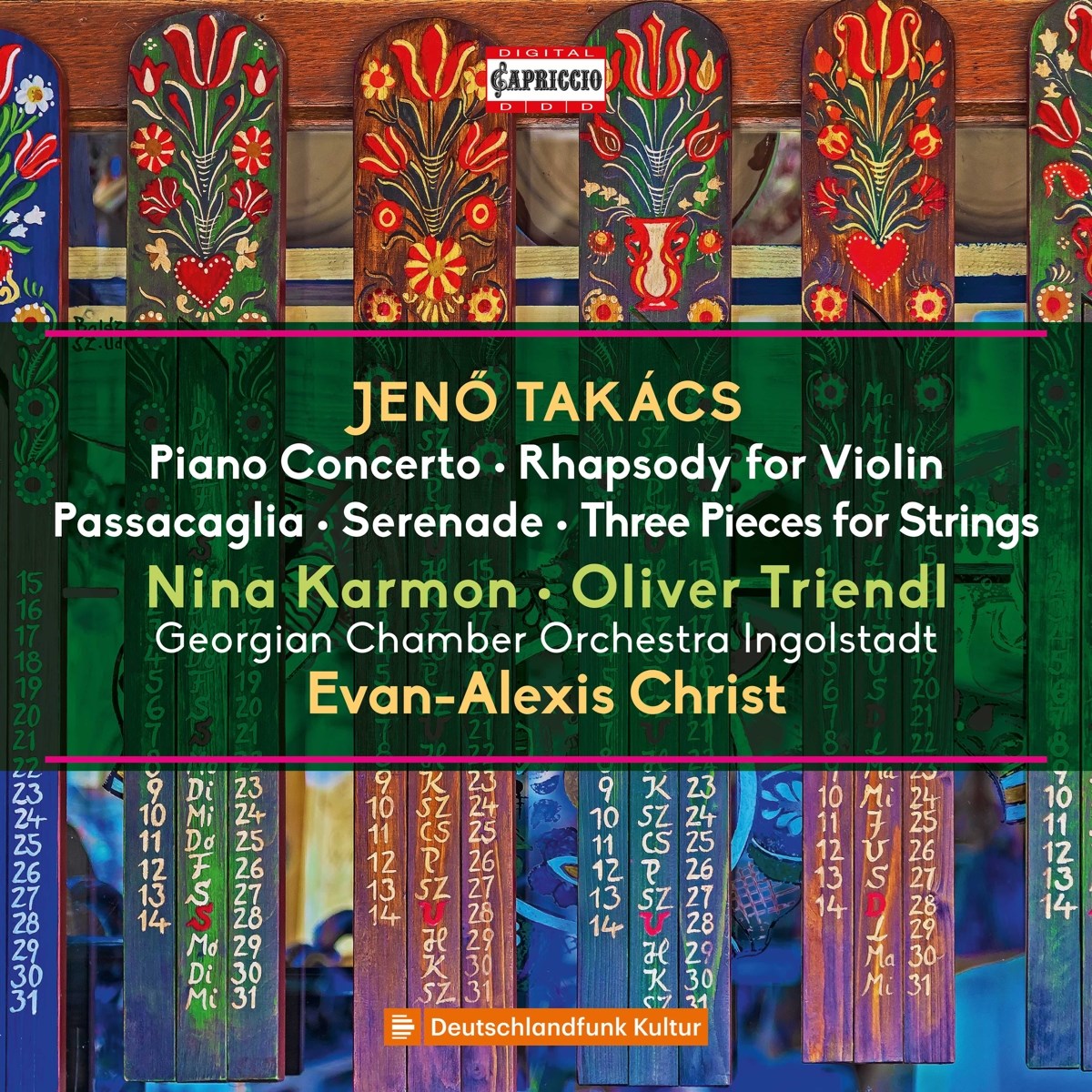 Afbeelding van Nina Karmon, Oliver Triendl, Chamber Orchestra Of Georgia, Evan Christ - Takacs: Piano Concerto | Rhapsody For Violin | Passacaglia | Serenade | Three Pieces For Strings