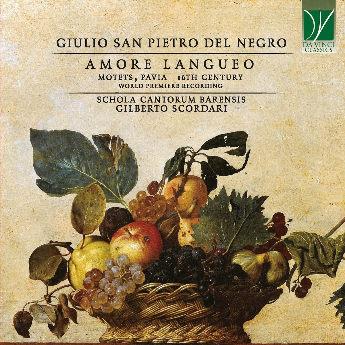 Afbeelding van Schola Cantorum Barensis & Gilberto Scordari - Del Negro: Amore Langueo (Motets, Pavia, 16th Century)