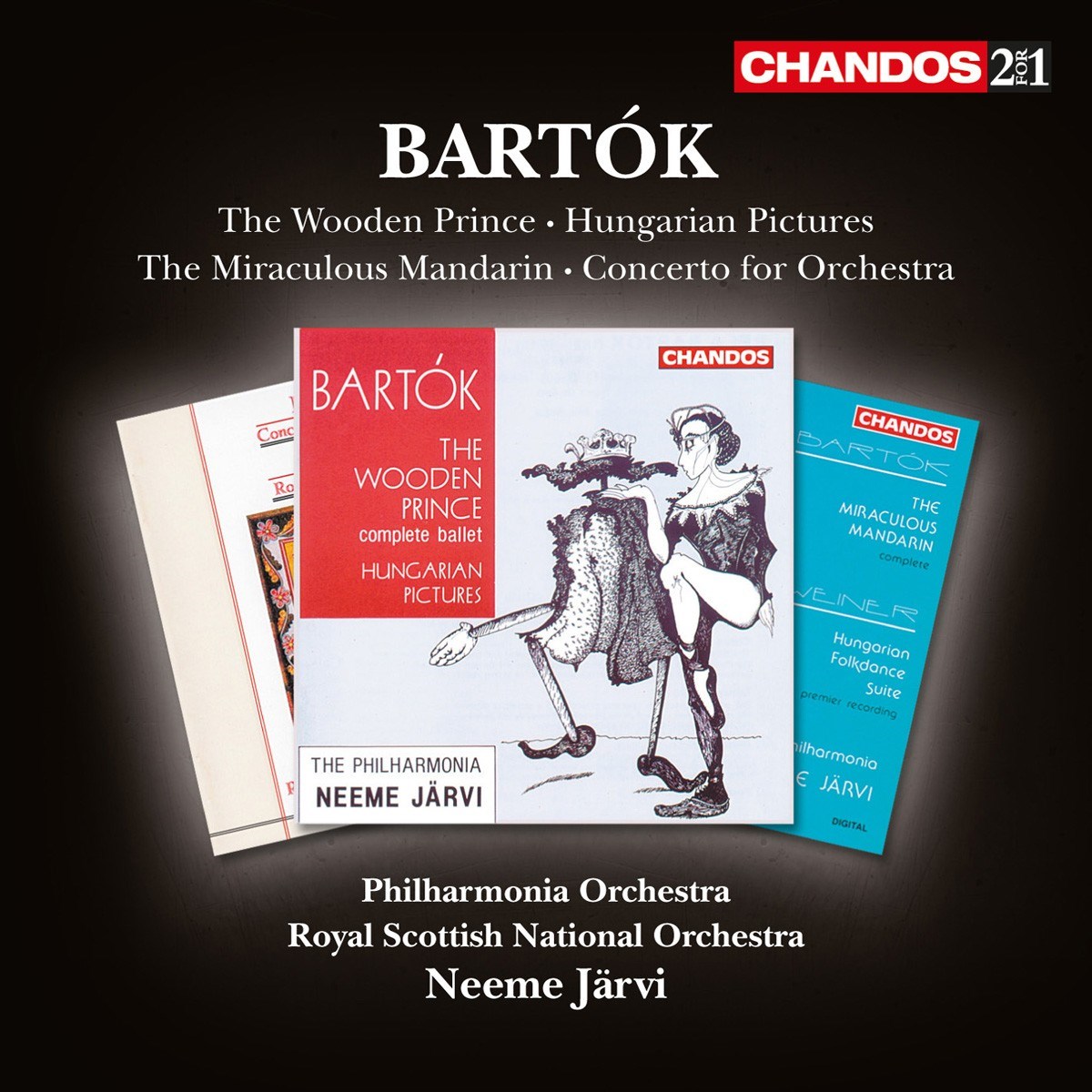 Afbeelding van Philharmonia Orchestra, Royal Scottish National Orchestra, Neeme Järvi - Bartók: The Wooden Prince • Hungarian Pictures • The Miraculous Mandarin • Concerto For Orchestra