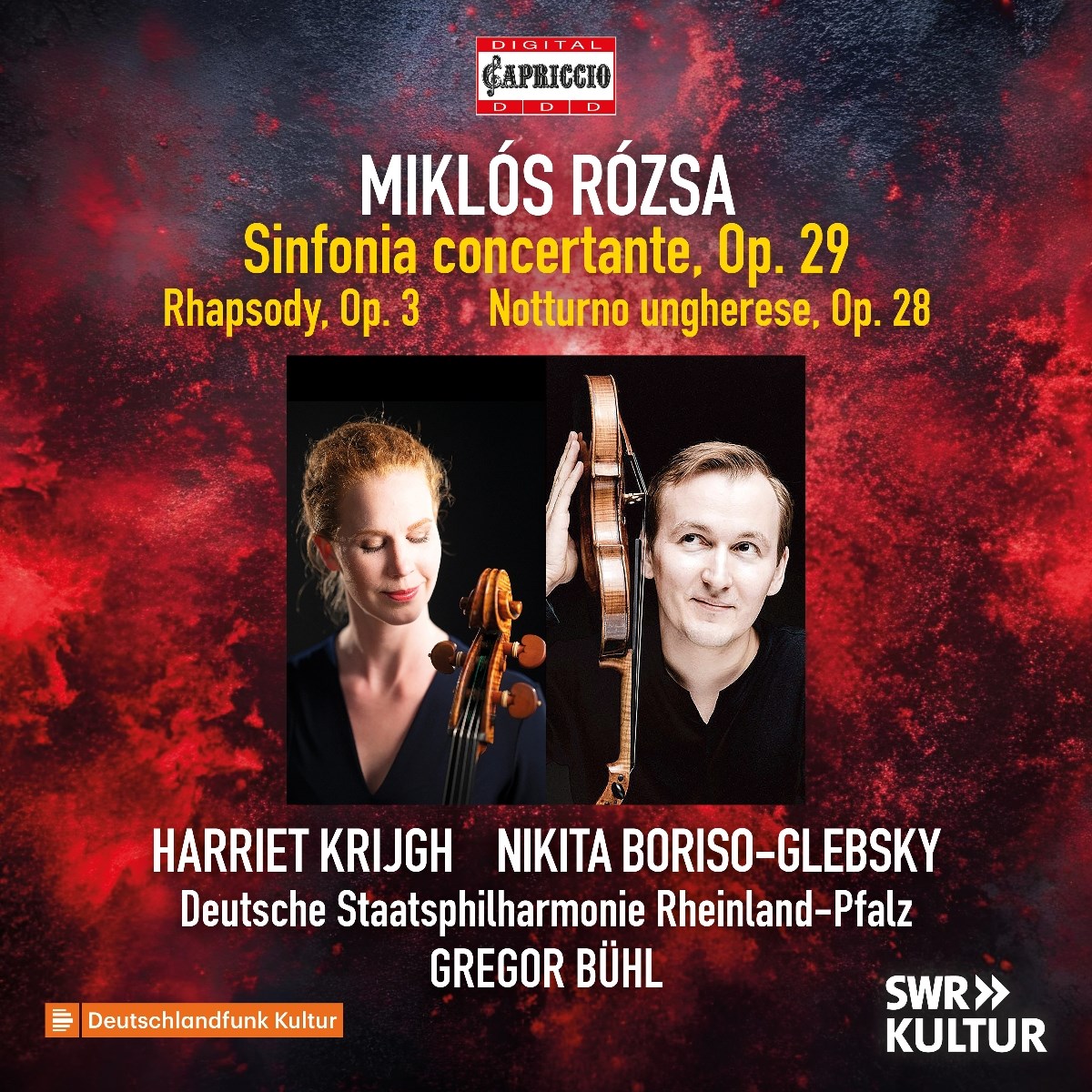 Afbeelding van Harriet Krijgh, Nikita Boriso-Glebsky, Deutsche Staatsphilharmonie Rheinland-Pfalz, Gregor Buhl - Rozsa: Sinfonia Concertante | Rhapsody For Cello