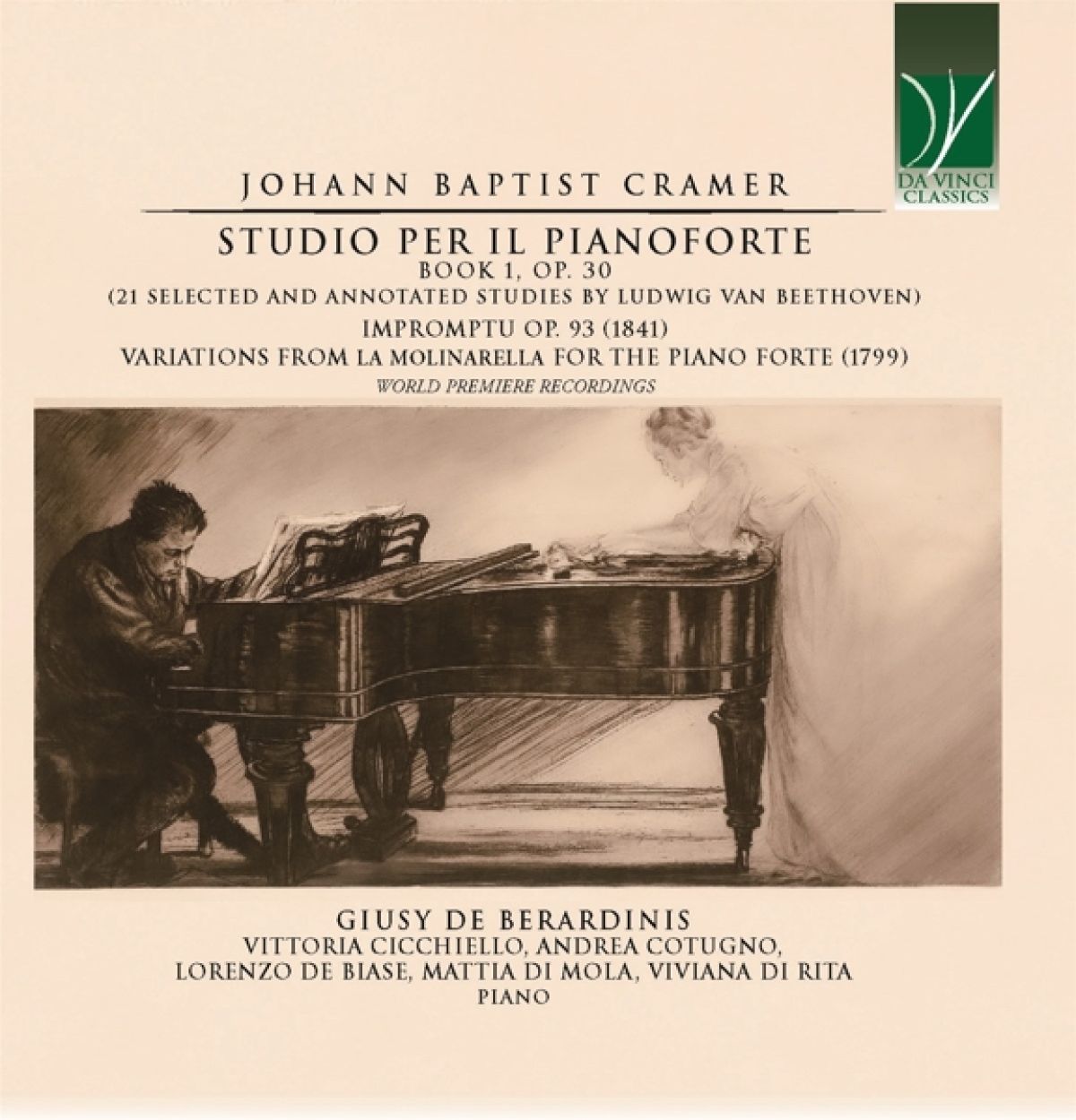 Afbeelding van Giusy De Berardinis, Vittoria Cicchiello, Andrea Cotugno, Lorenzo De Biase, Mattia Di Mola, Viviana Di Rita - Cramer: Studio Per Il Pianoforte, Book 1, Op. 30 (21 Selected And Annotated Studies By Ludwig Van Beethoven)
