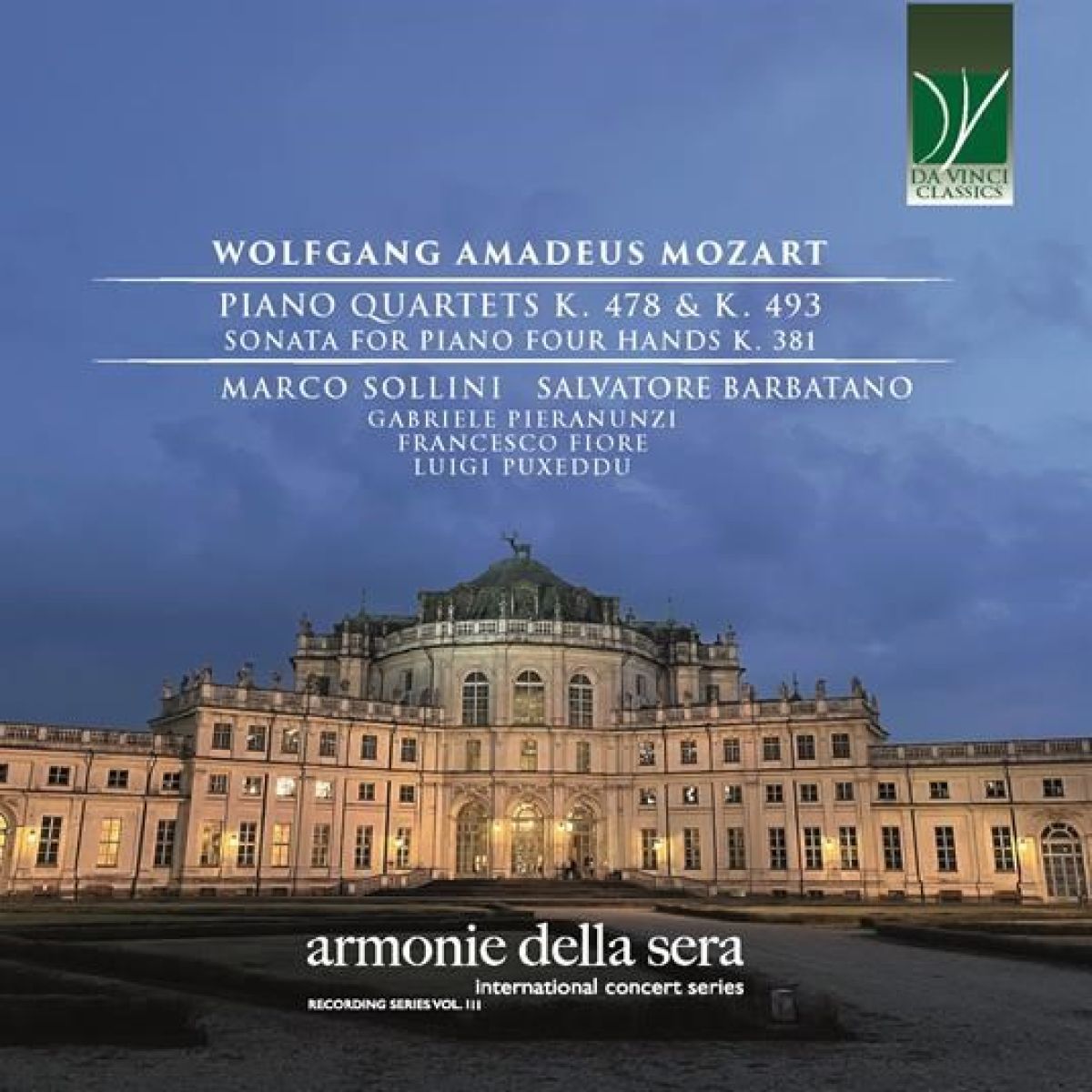 Afbeelding van Marco Sollini, Salvatore Barbatano, Gabriele Pieranunzi, Francesco Fiore, Luigi Puxeddu - Mozart: Piano Quartets K. 478 & K. 493, Sonata K. 381