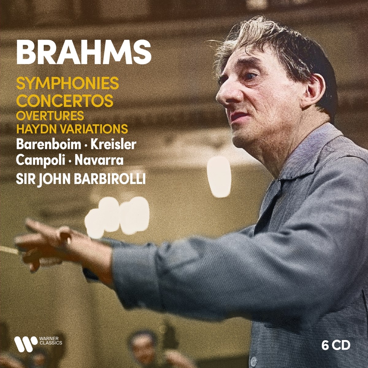Sir John Barbirolli, Daniel Barenboim, Fritz Kreisler, Alfredo Campoli, André Navarra - Brahms: Symphonies Nos. 1 -4, Overtures, Haydn Variations, Piano Concertos, Violin Concerto, Double Concerto