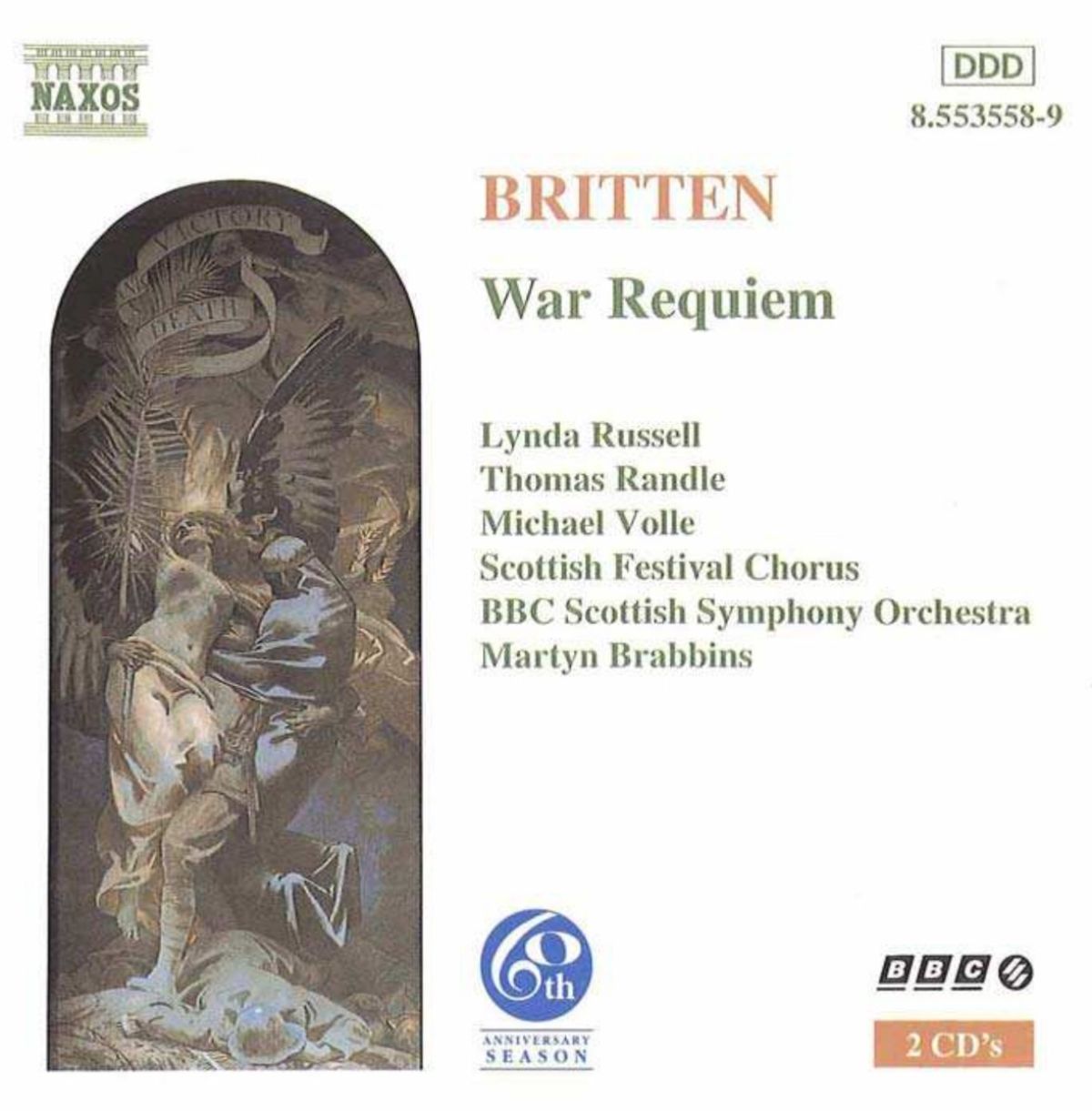 Afbeelding van Lynda Russell, Thomas Randle, Michael Volle, Scottish Festival Chorus Of The Edinburgh Festival, BBC Scottish Symphony Orchestra, Martyn Brabbins - Britten: War Requiem