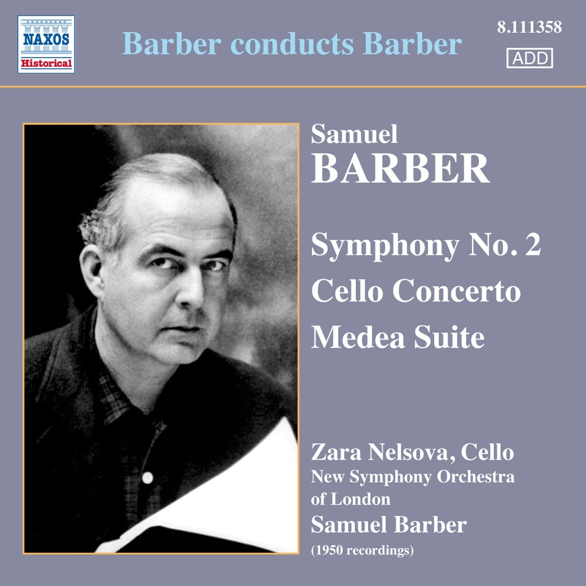 Afbeelding van Zara Nelsova, The New Symphony Orchestra Of London, Samuel Barber - Barber Conducts Barber