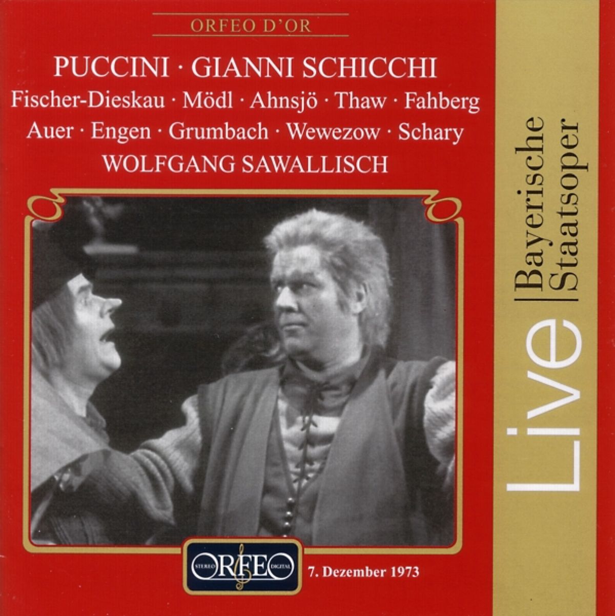 Afbeelding van Dietrich Fischer-Dieskau, Bayerische Staatsoper, Wolfgang Sawallisch - Gianni Schicchilive Recording 1973