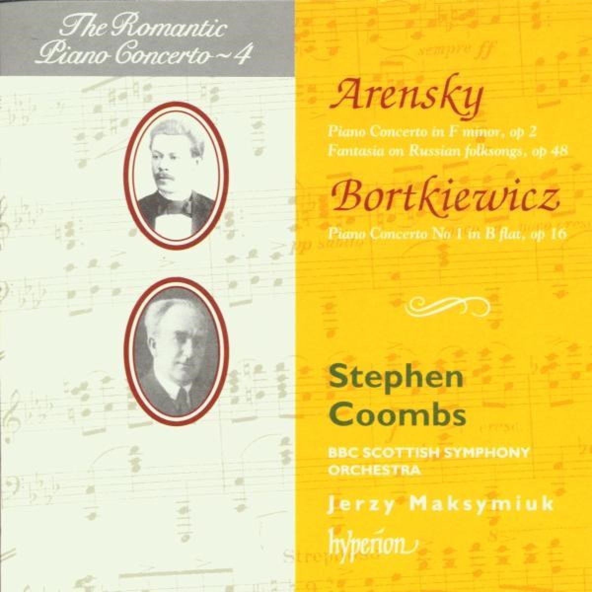 Afbeelding van Stephen Coombs, BBC Scottish Symphony Orchestra, Jerzy Maksymiuk - Arenskybortkiewicz: Romantic Piano Concerto Vol 4