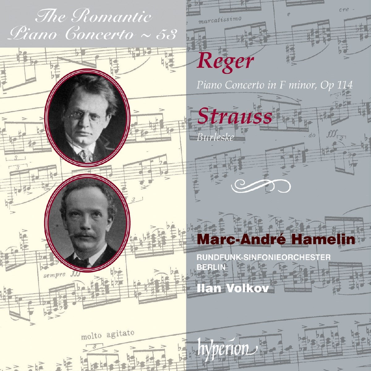 Afbeelding van Marc-André Hamelin, Rundfunk-Sinfonieorchester Berlin, Ilan Volkov - Reger: Piano Concerto In F Minor, Op 114 | Strauss: Burleske