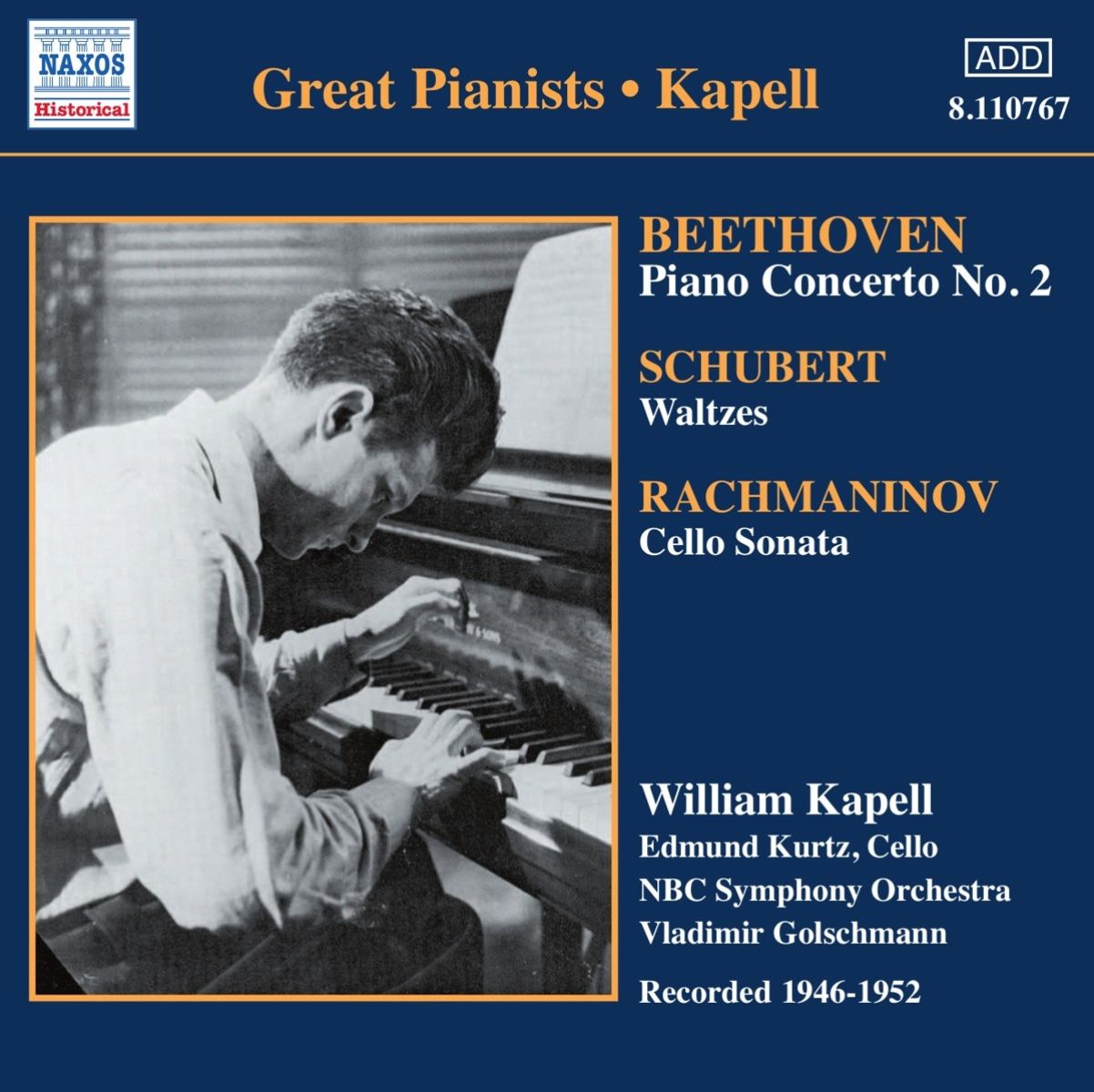 Afbeelding van William Kapell - Pianoforte Conc. Nr.2 | Schubert Walt