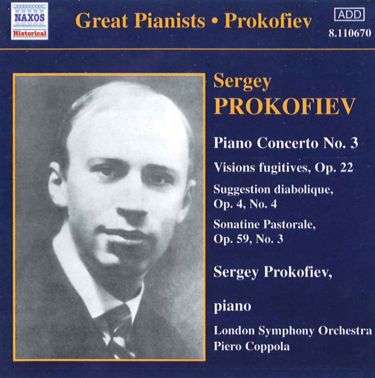 Afbeelding van Sergey Prokofiev, London Symphony Orchestra, Piero Coppola - Prokofiev: Piano Concerto No. 3|Visions Fugitives Op.22|Suggestio Diobolique|Sonatine Pastorale