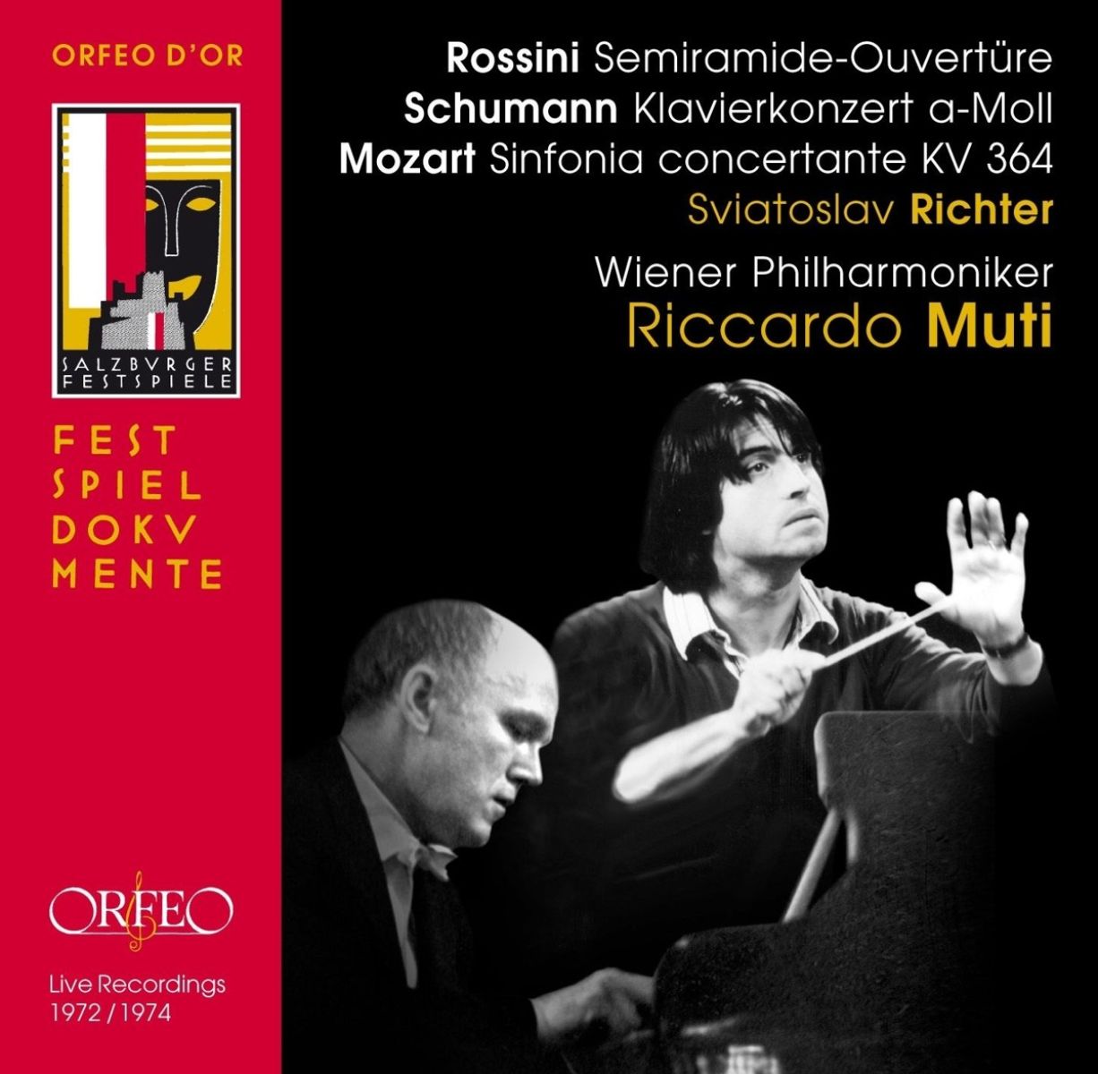 Afbeelding van Sviatoslav Richter, Wiener Philharmoniker, Riccardo Muti - Rossini: Semiramide Overture | Schumann: Klavierkonzert A-Moll | Mozart: Sinfonia Concertante KV 364