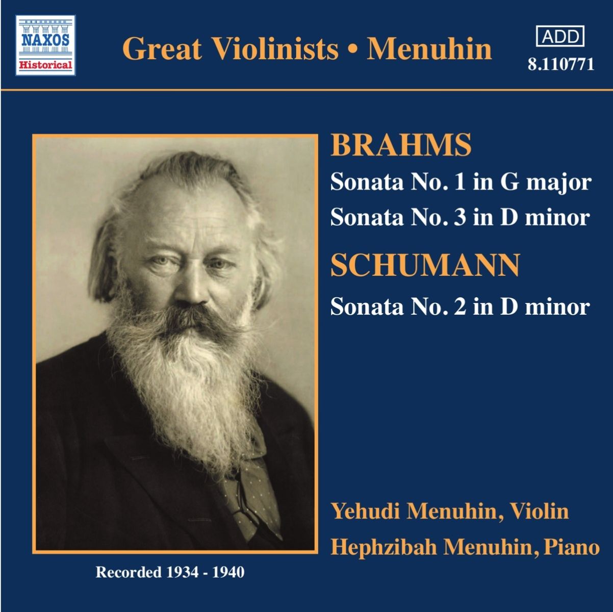 Afbeelding van Yehudi Menuhin & Hephzibah Menuhin - Brahms: Violin Sonatas Nos 1 & 3 | Schumann: Violin Sonata No.2