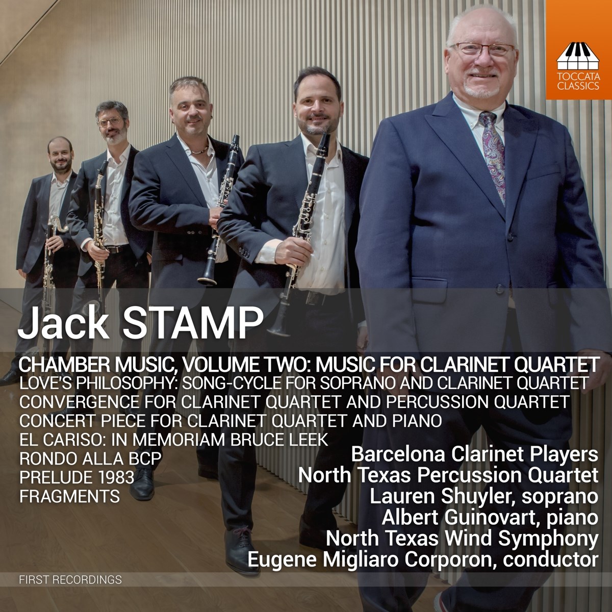 Afbeelding van Barcelona Clarinet Players, North Texas Percussion Quartet, Lauren Shuyler, Albert Guinovart, North Texas Wind Symphony, Eugene Corporon - Stamp: Chamber Music, Volume Two: Music For Clarinet Quartet