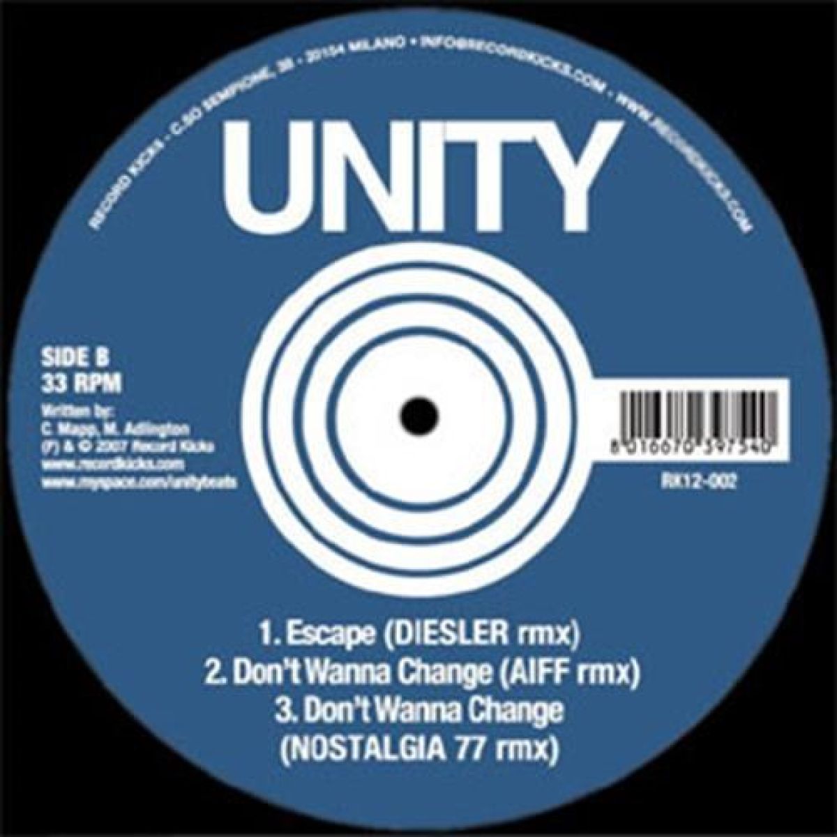 Afbeelding van Unity Feat. Lizzy Parks - Escape / Don't Wanna Change