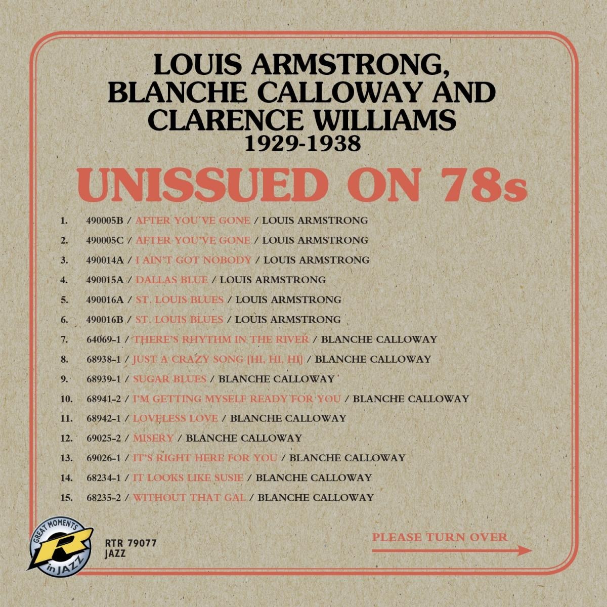 Various Artists - Unissued On 78s Louis Armstrong, Blance Calloway And Clarence Williams 1929-1938
