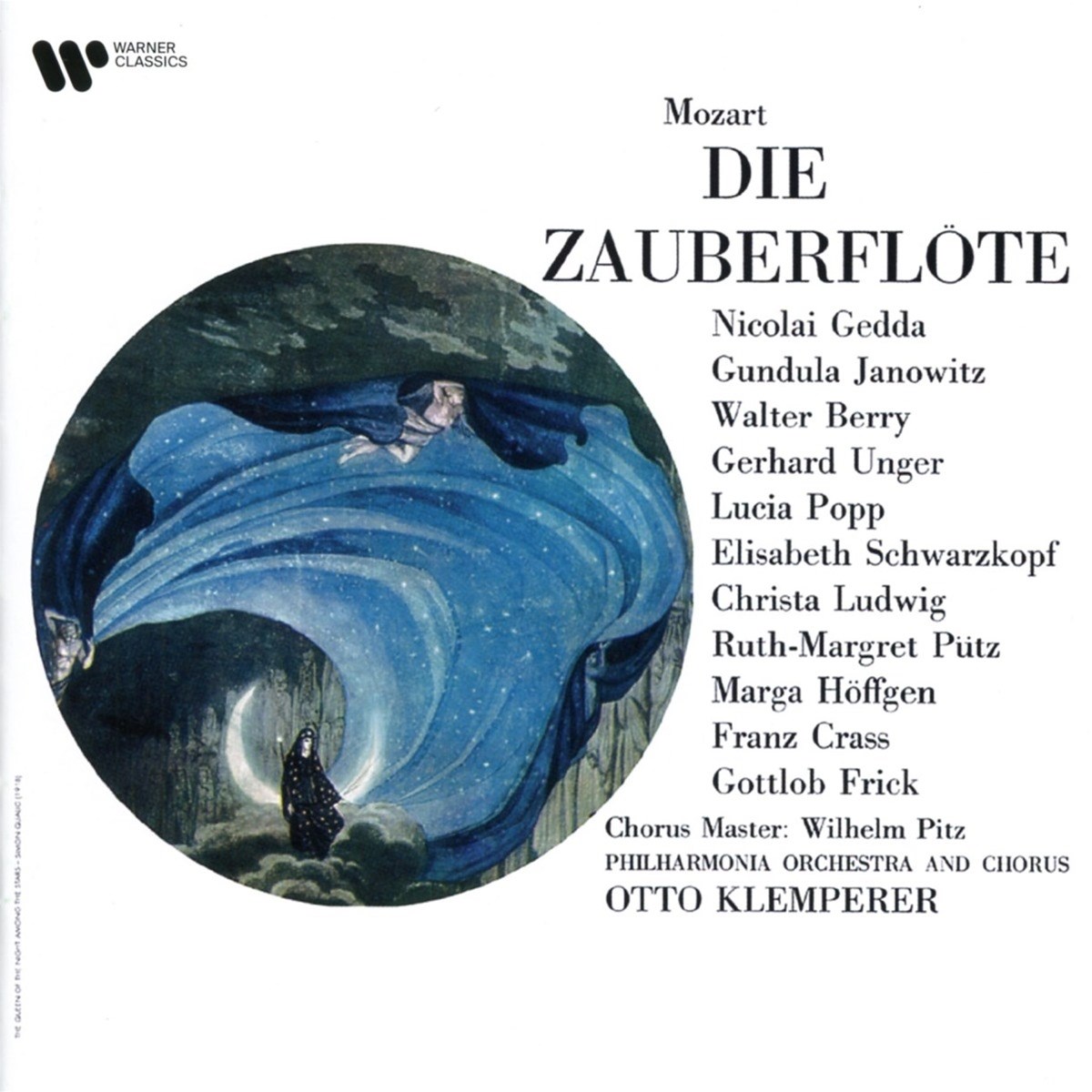 Afbeelding van Nicolai Gedda, Gundula Janowitz, Walter Berry, Gerhard Unger, Lucia Popp, Elisabeth Schwarzkopf, Christa Ludwig, Gottlob Frick, Philharmonia Chorus - Mozart: Die Zauberflöte