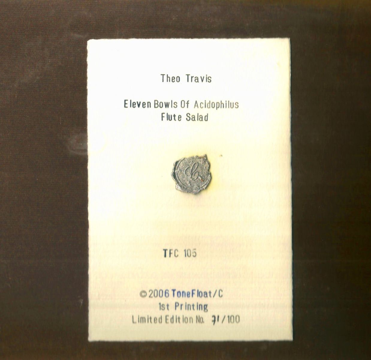 Afbeelding van Theo Travis Feat. Daevid Allen & Didier Malherbe - Eleven Bowls Of Acidophilus Flute Salad